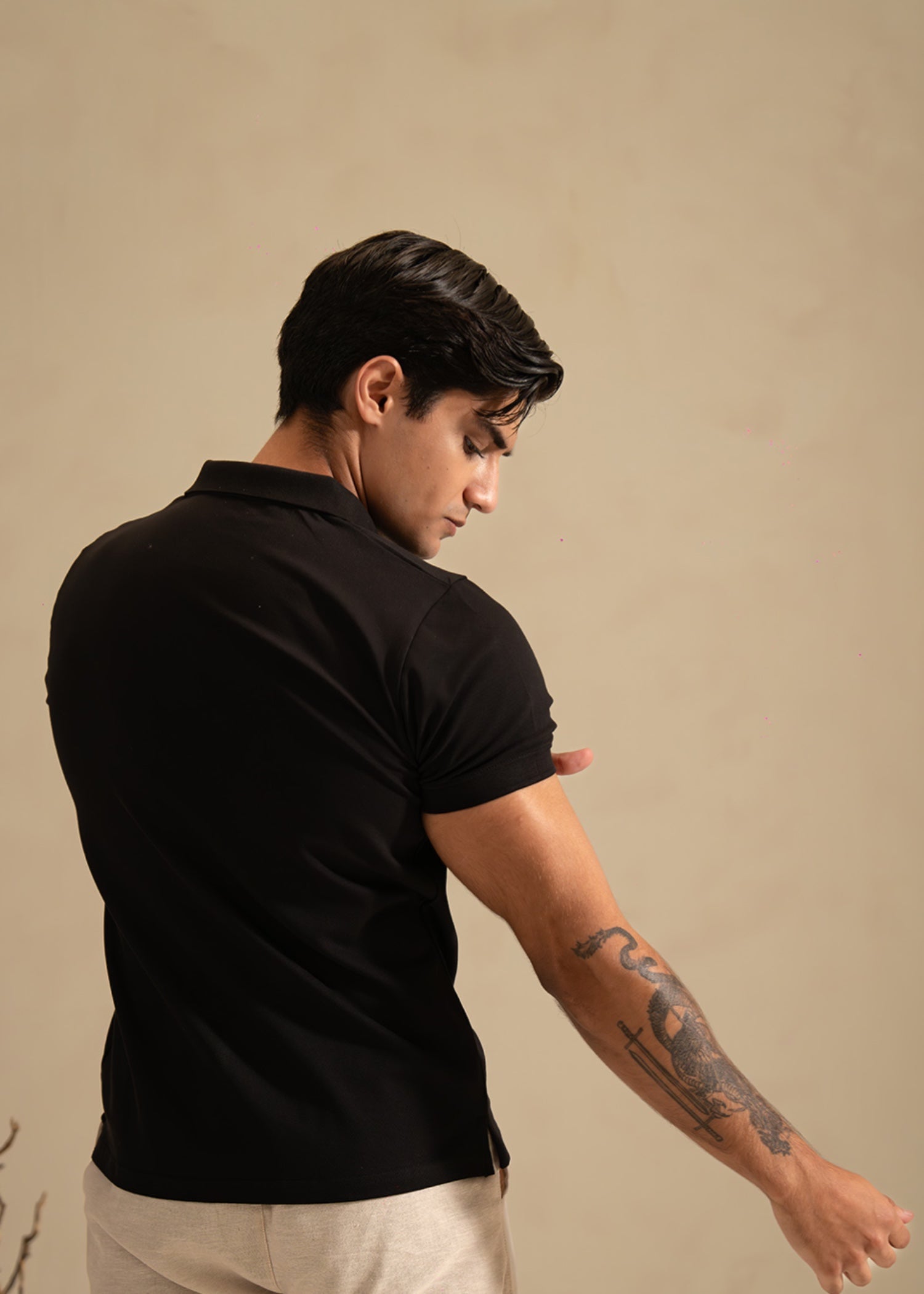 cotton-spandex Polo Shirt in Black