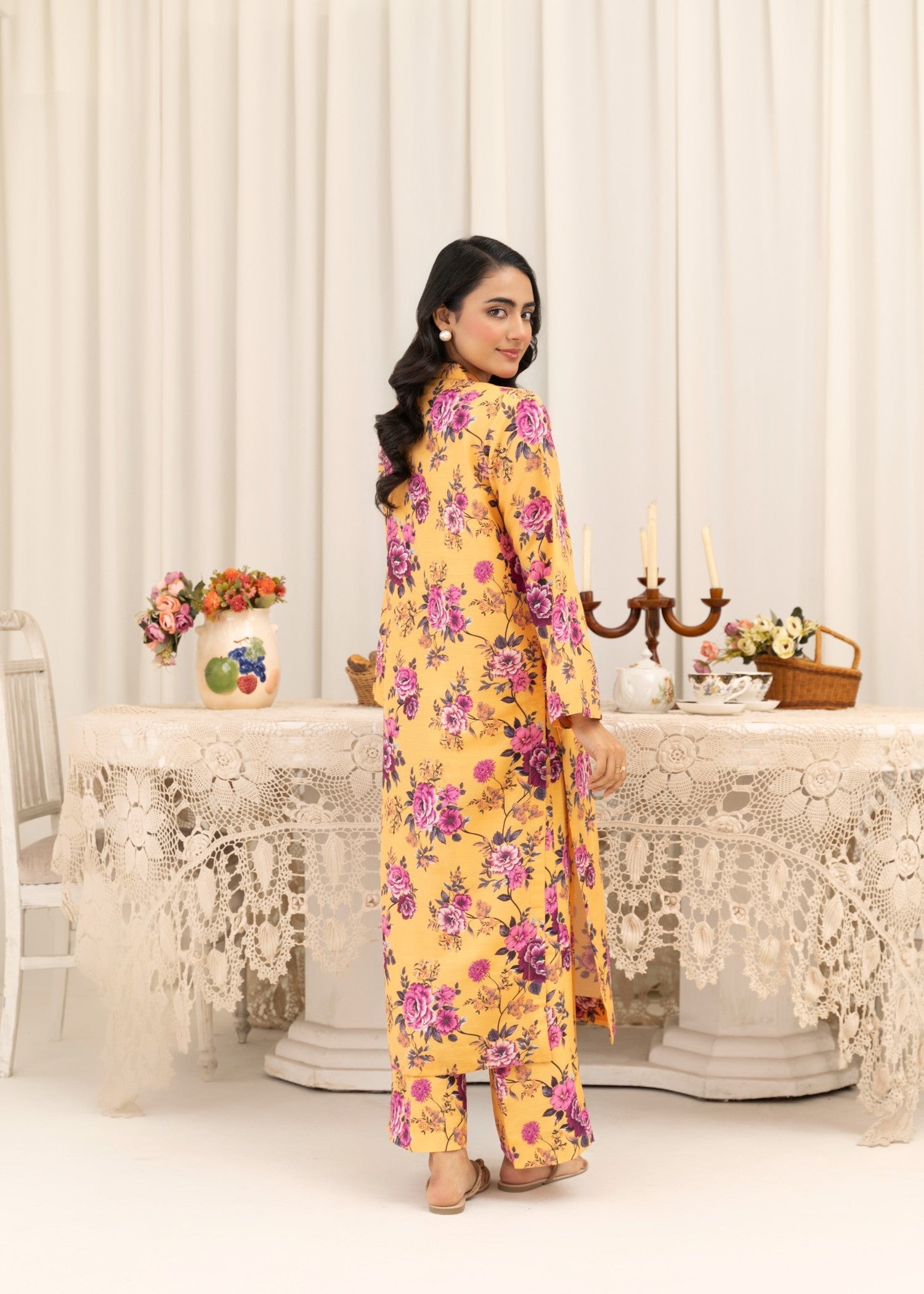 cotton silk Kurta Set in Mustard