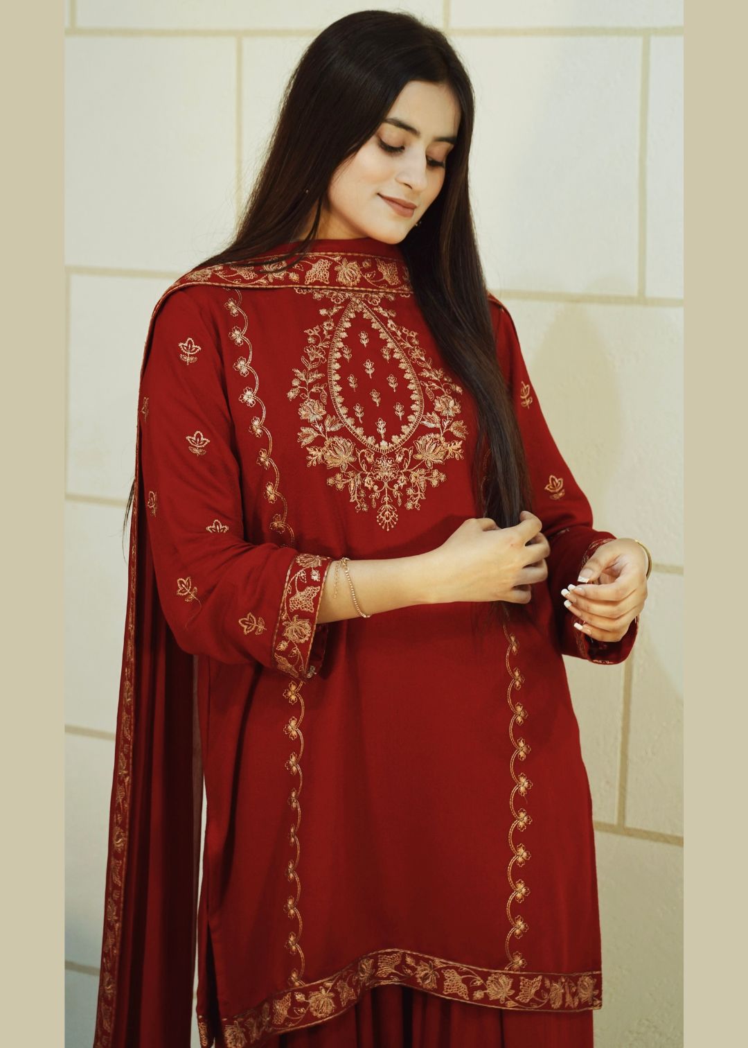 karandi Unstitched in Red