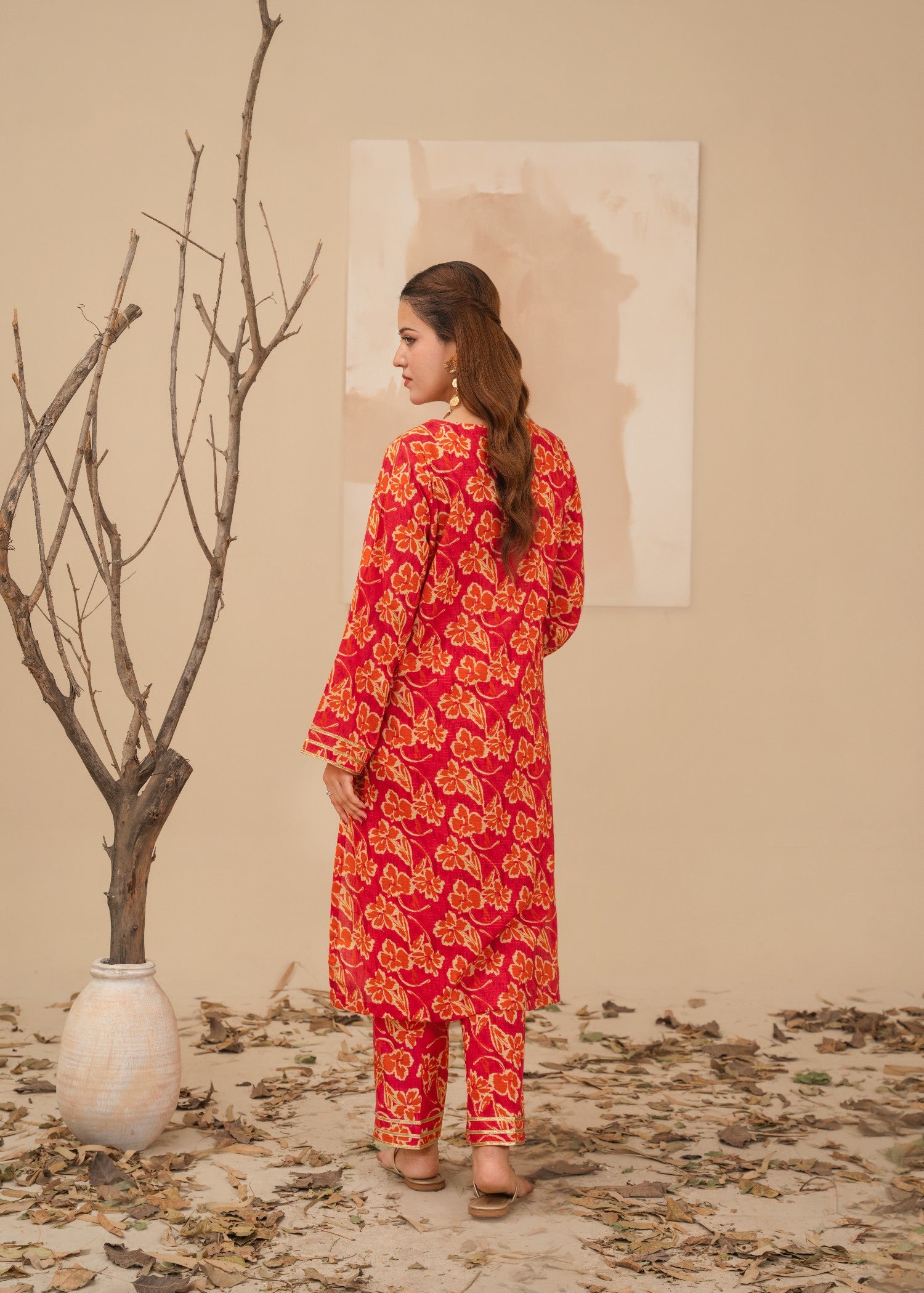 lawn Co Ord Sets in Tomato red, tangerine