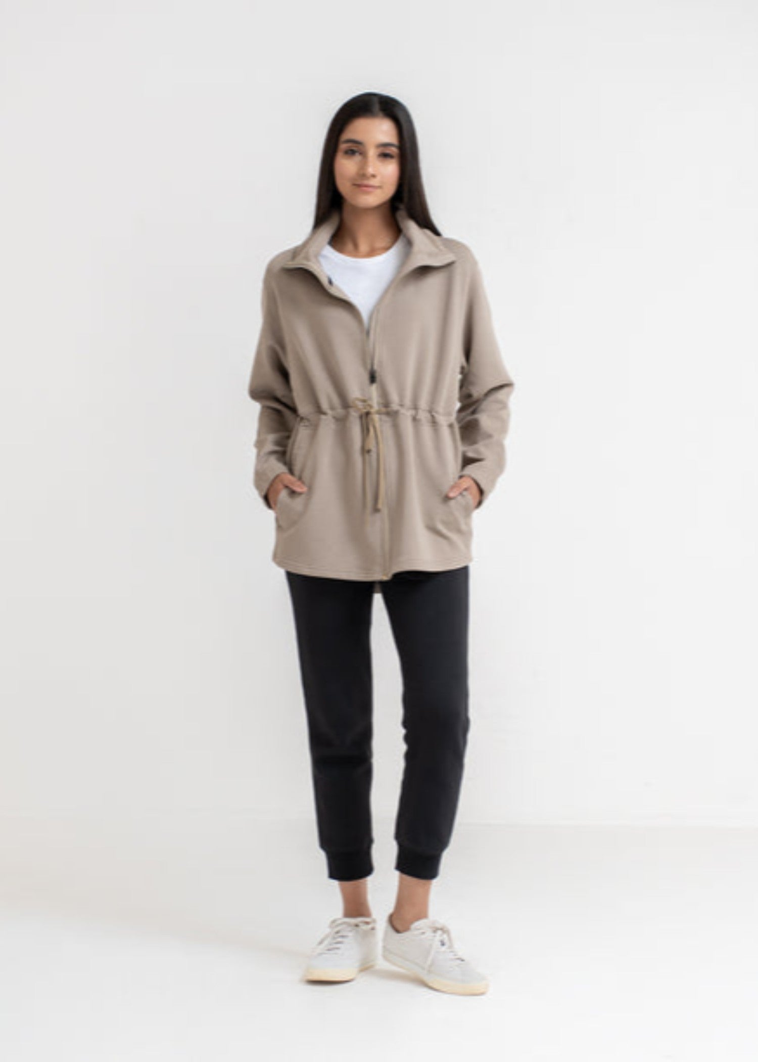 cotton-spandex Jacket in Beige