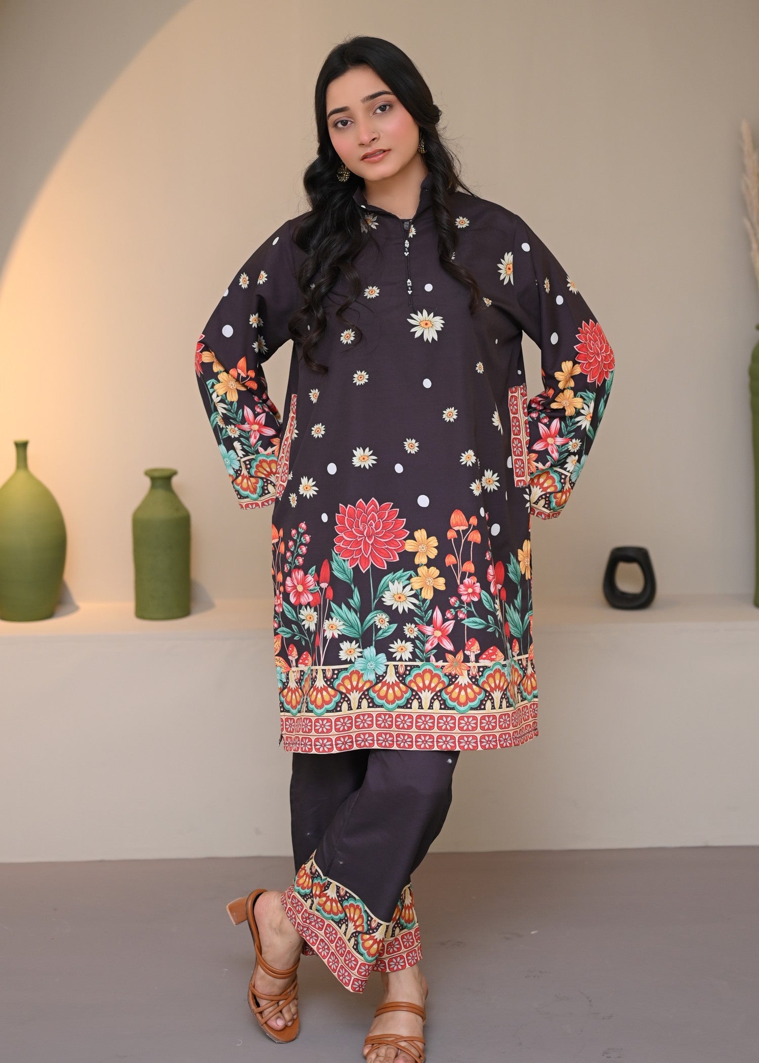 swiss lawn Co Ord Sets in Black
