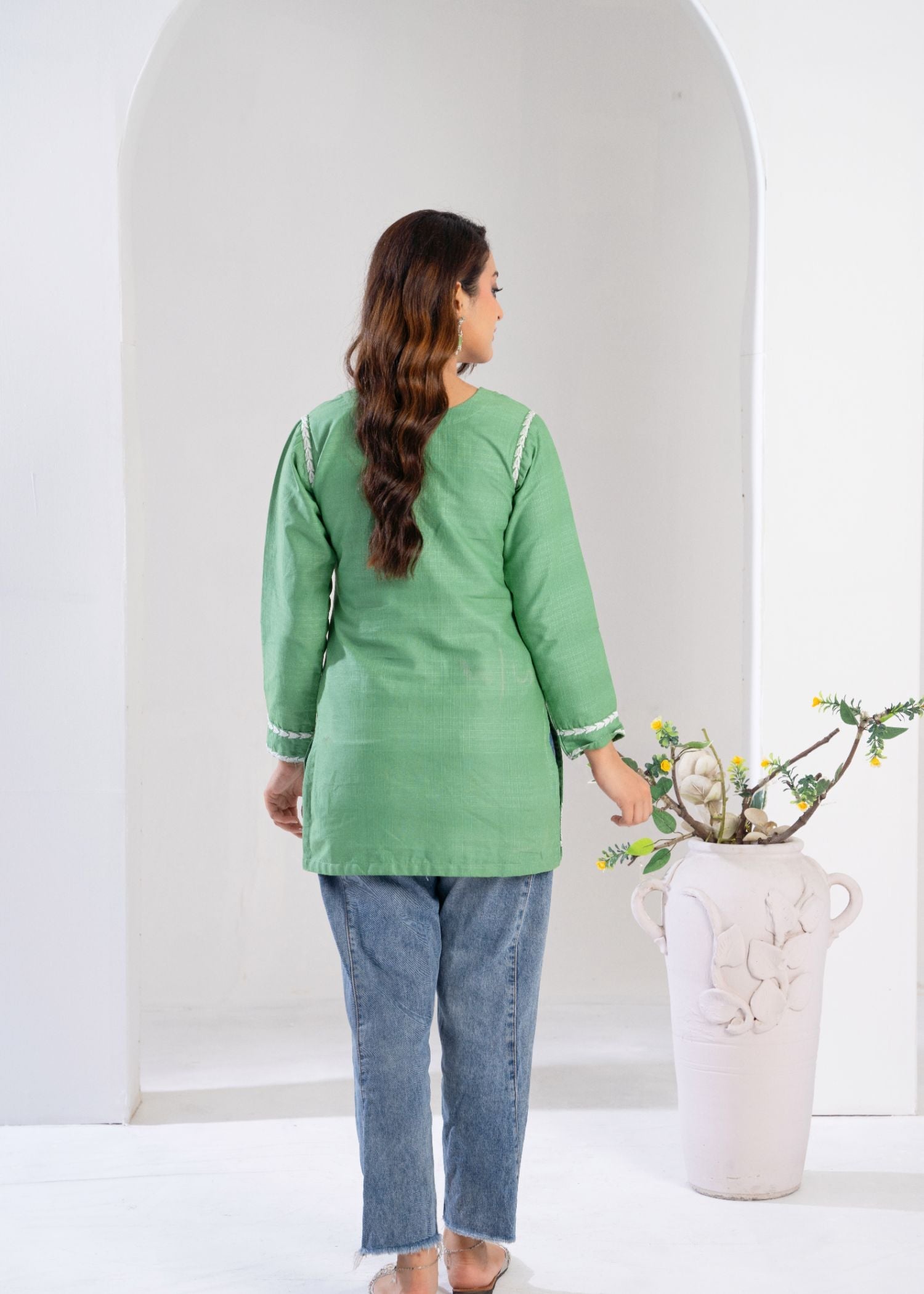 cotton Kurti in Moss green