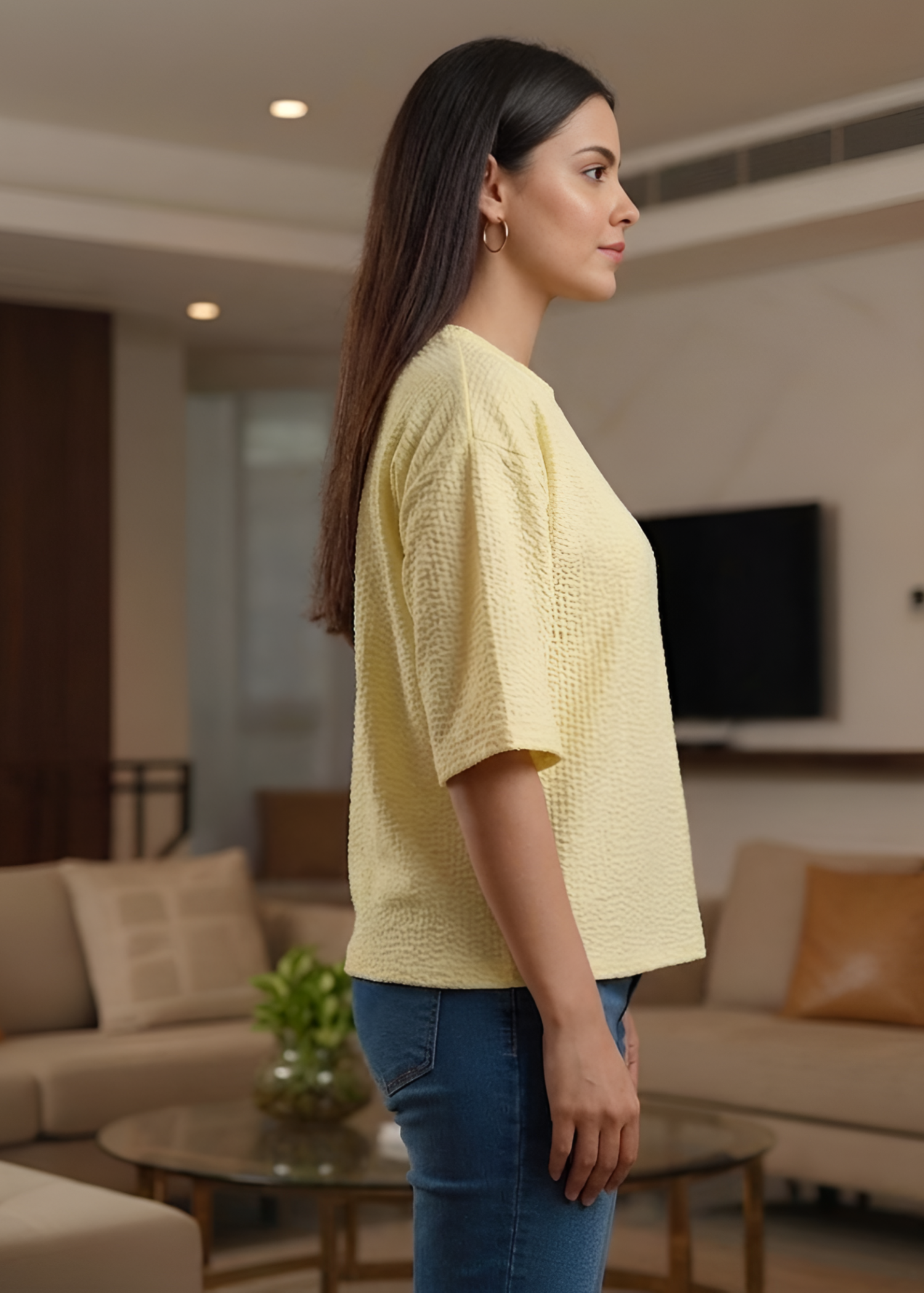 cotton T Shirt in Lemon chiffon