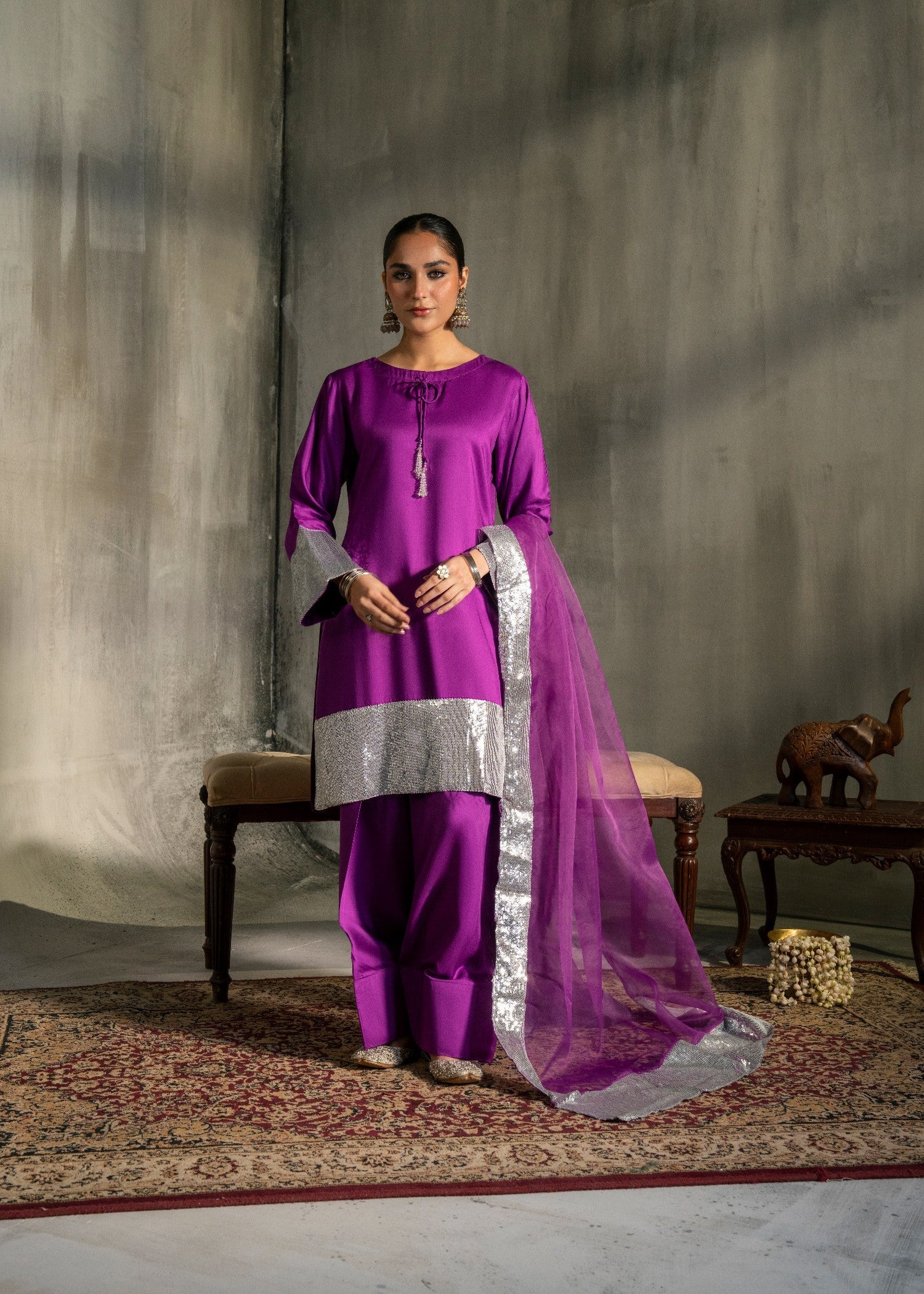 viscose Kurta Set in Magenta
