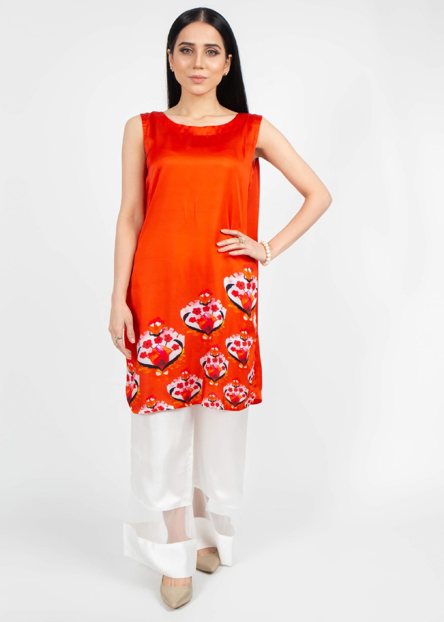 silk Kurta Set in Orange