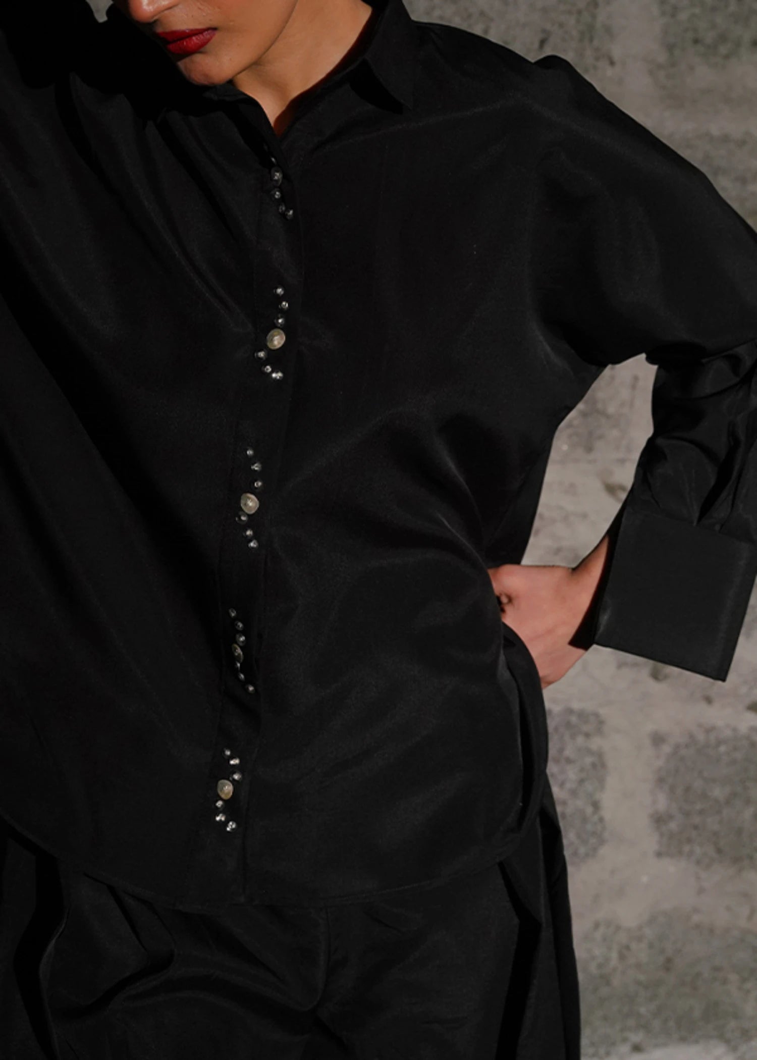 blended linen Co ord Sets in Black