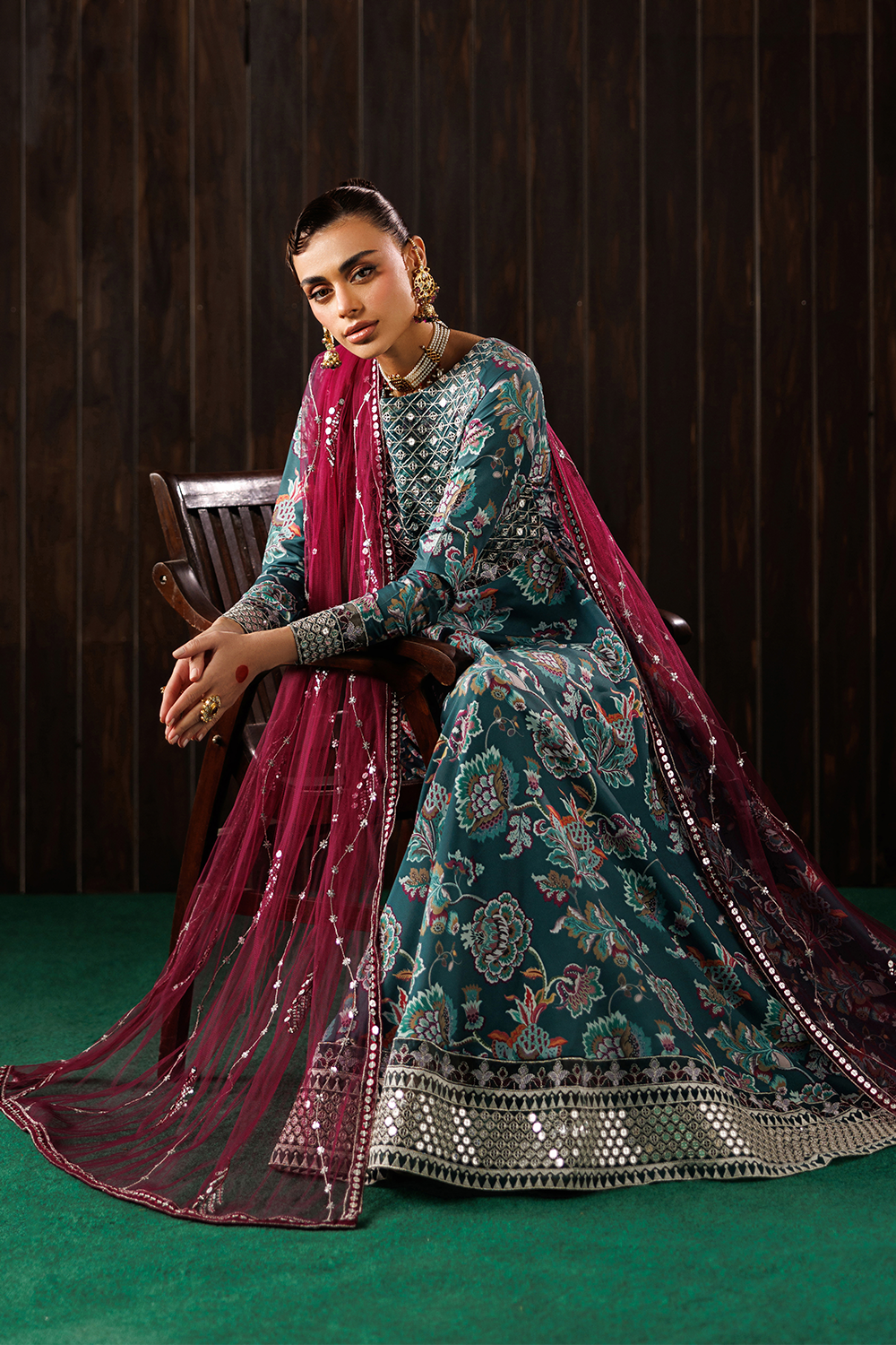 thai silk Maxi in Teal