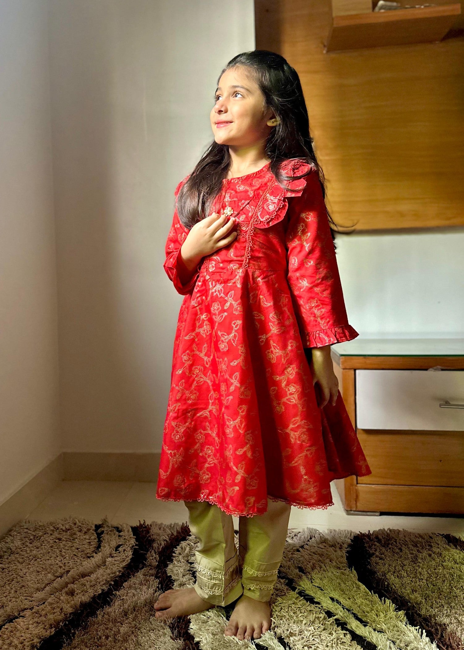 cotton Pishwas in Imperial red