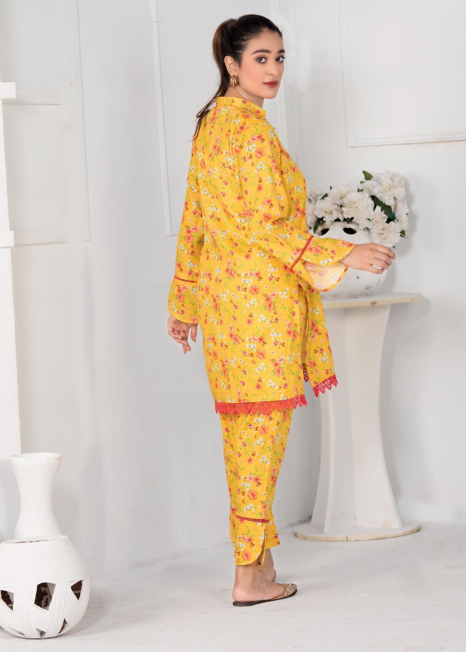 slub khaddar Unstitched in Mellow yellow