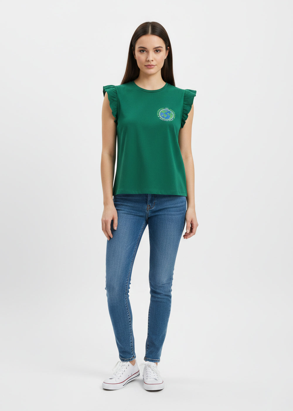 cotton jersey Top in Green