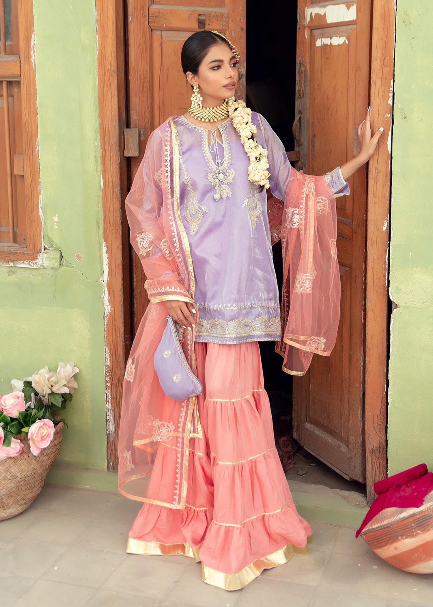 tissue Gharara in Lilac