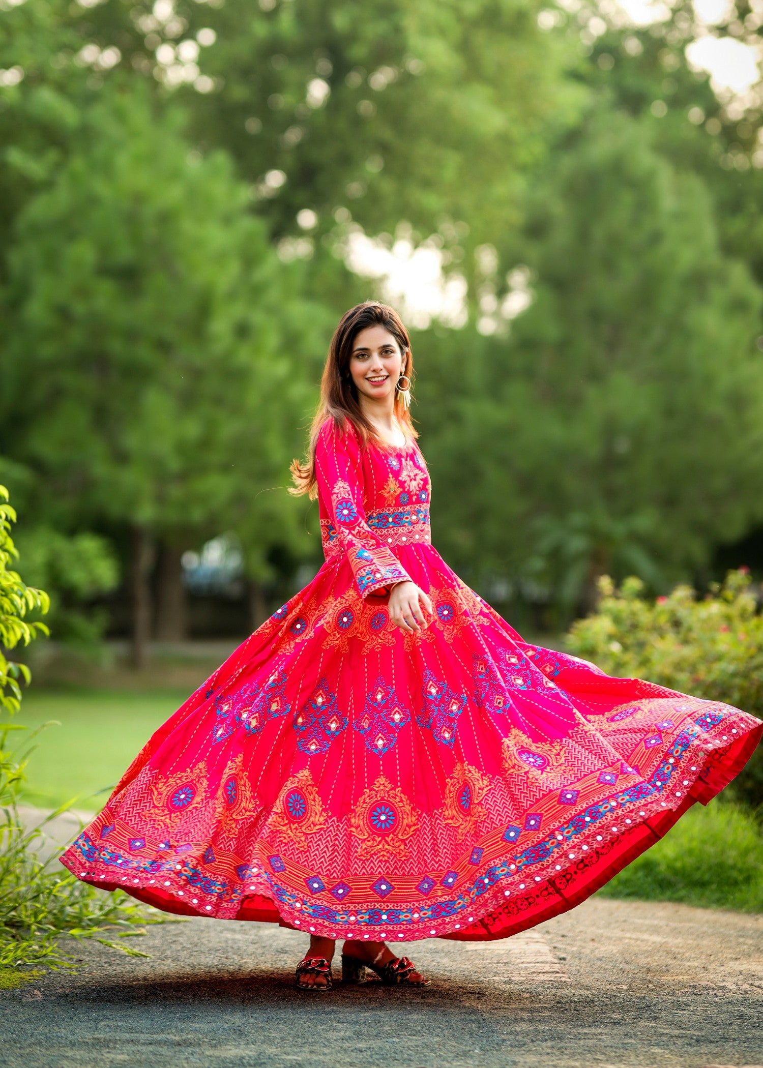 cotton satin Maxi in Hot pink