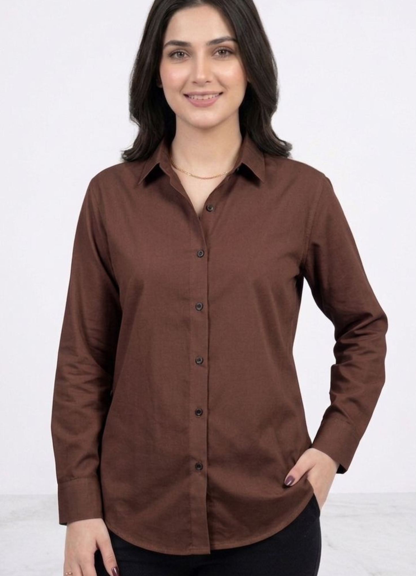 cotton silk Top in Walnut brown