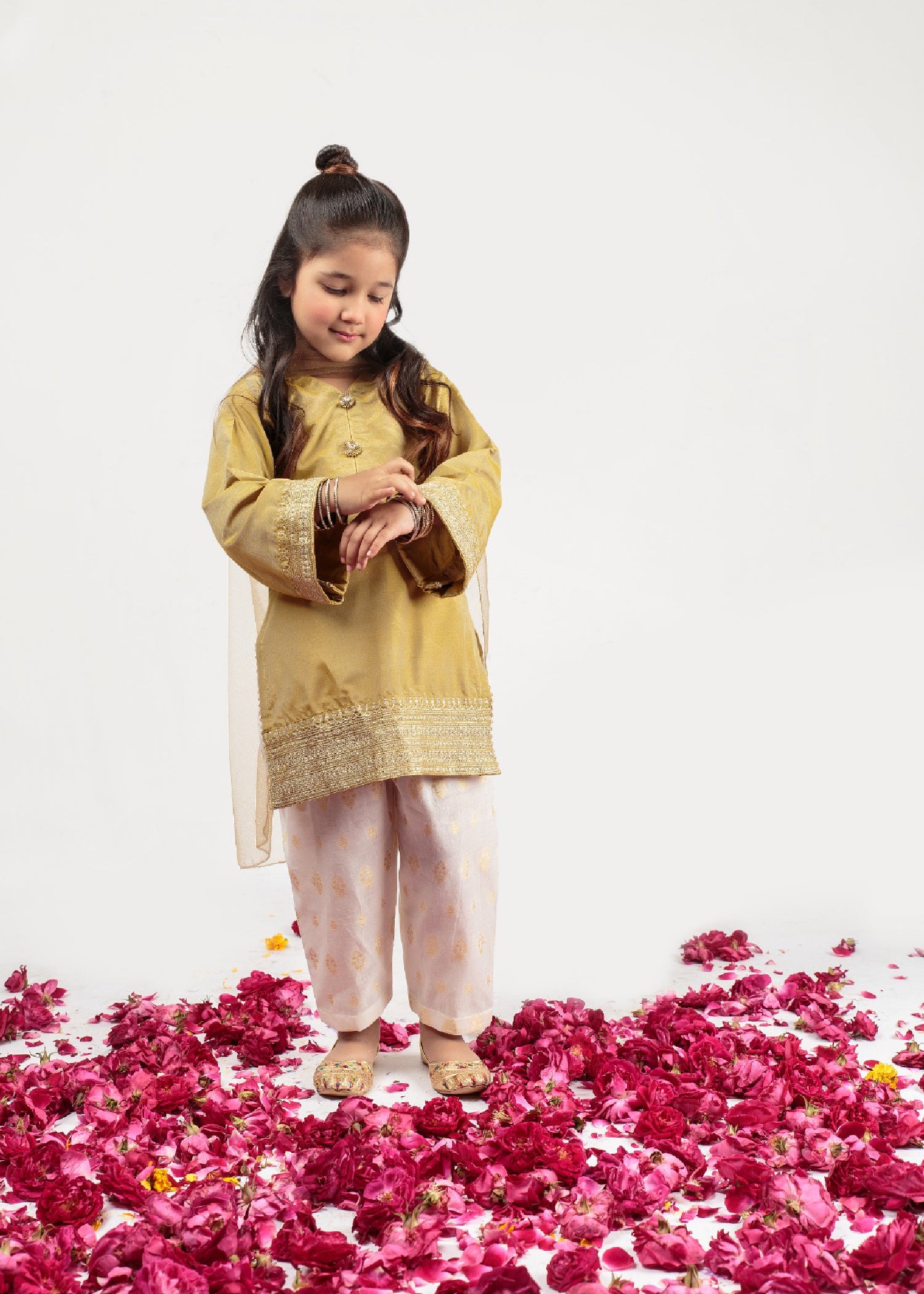 cotton silk Kurta Set in Yellow