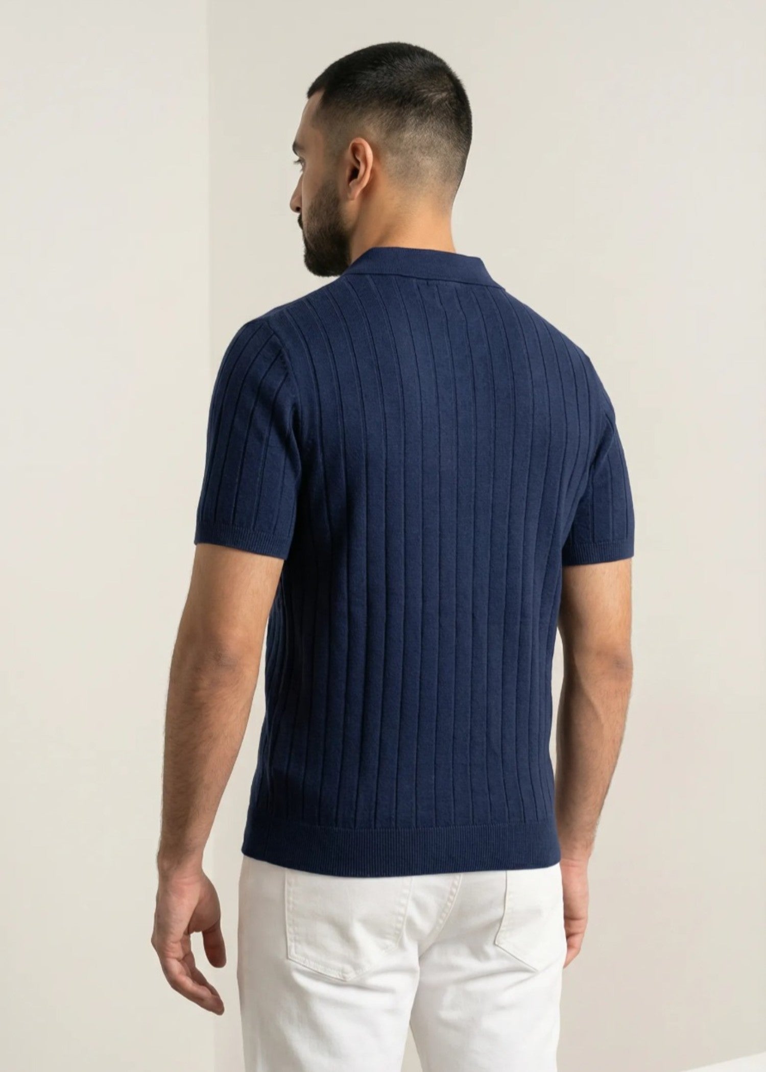 cotton jersey Polo Shirt in Navy blue by Level