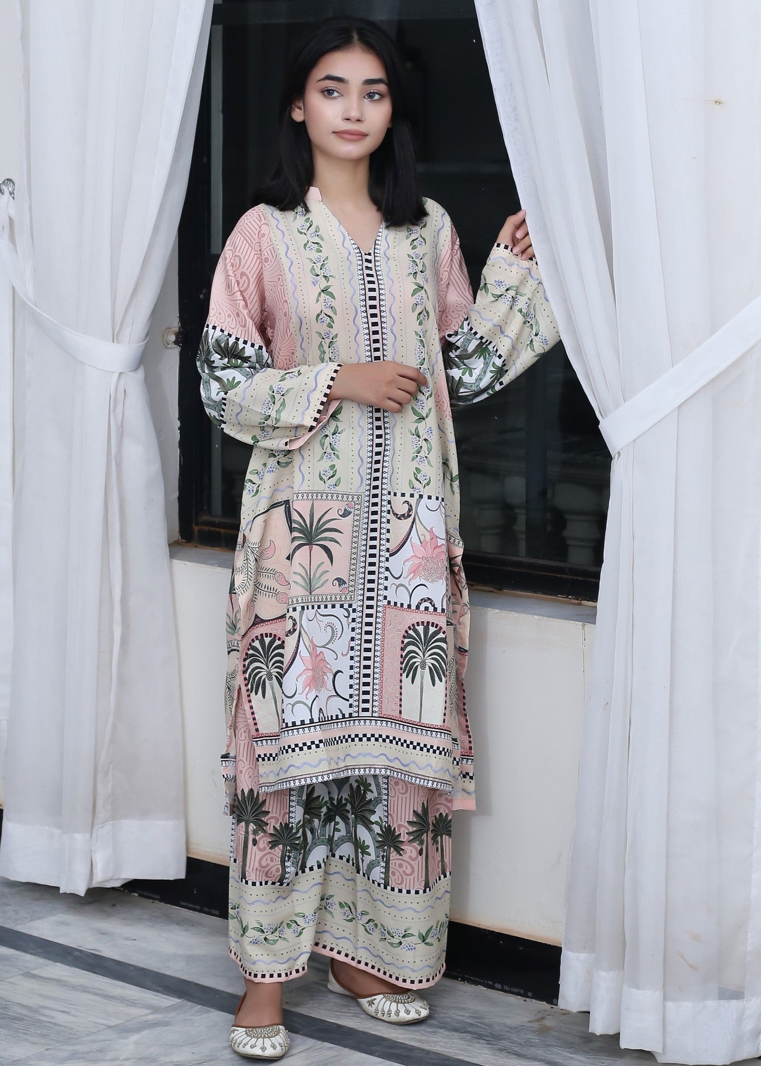 poly lawn Co Ord Sets in Pale pink