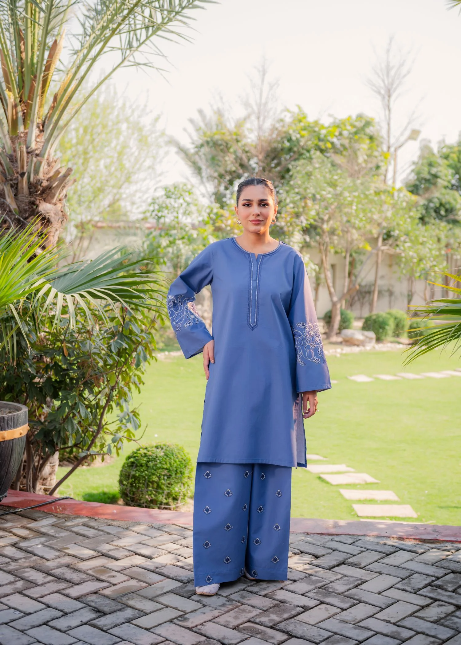 pure cotton Kurta Set in Royal blue