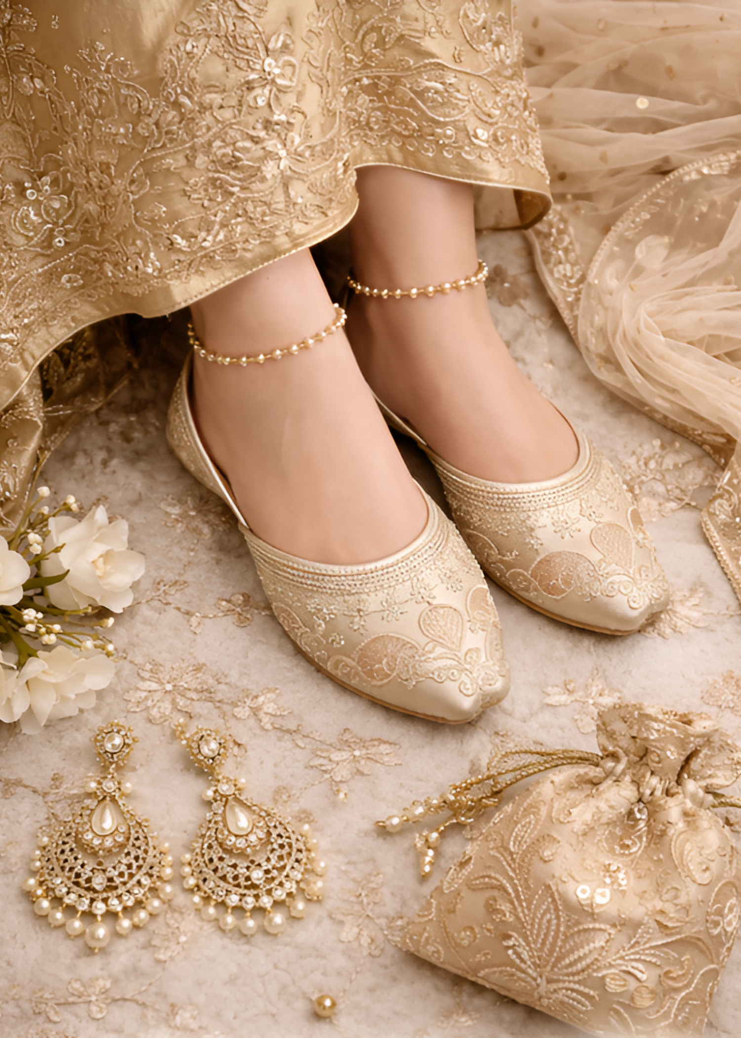 Khussa in Beige by - High Quality Women Khussa NGN6826