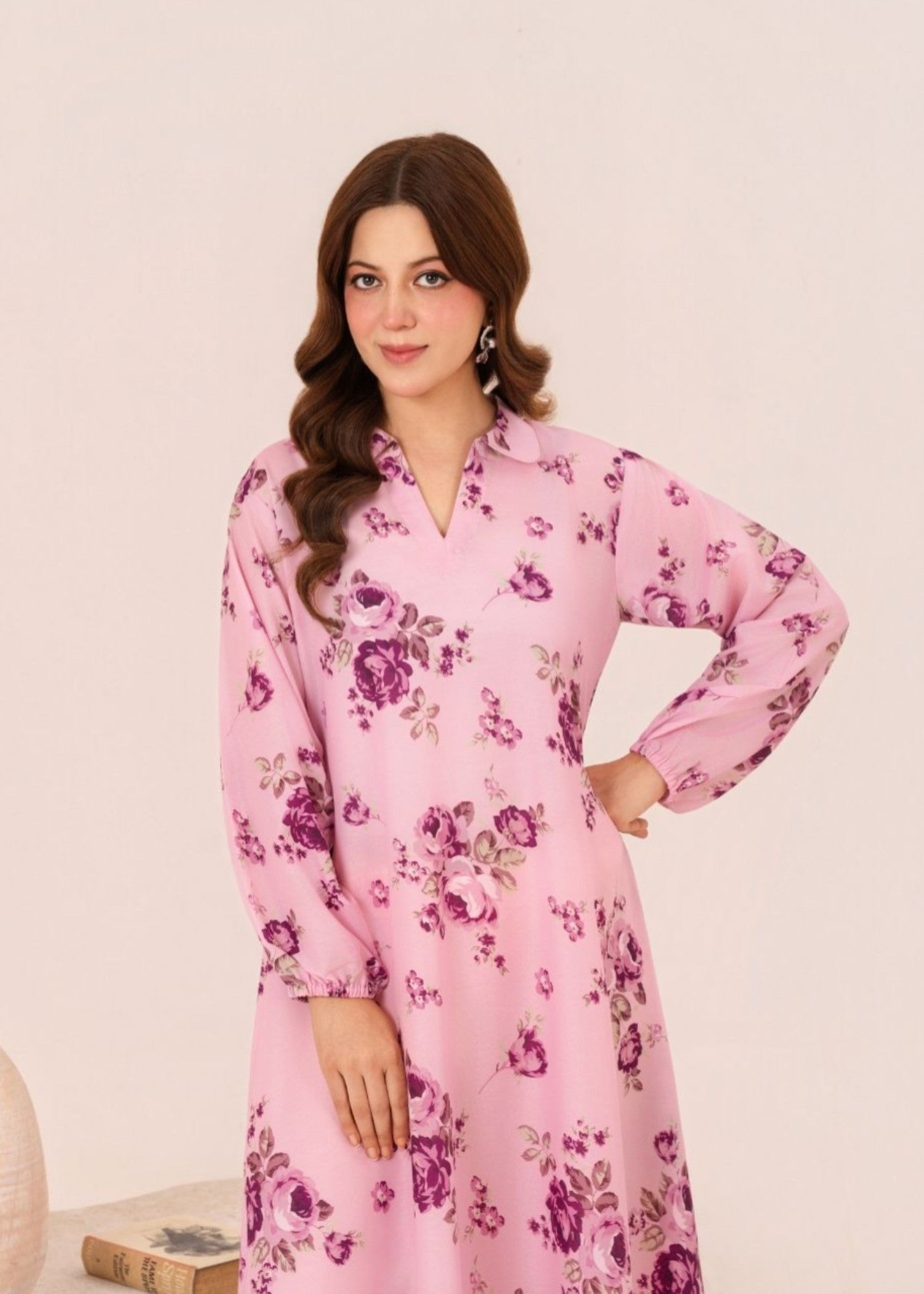 arabic lawn Maxi in Tea rose pink