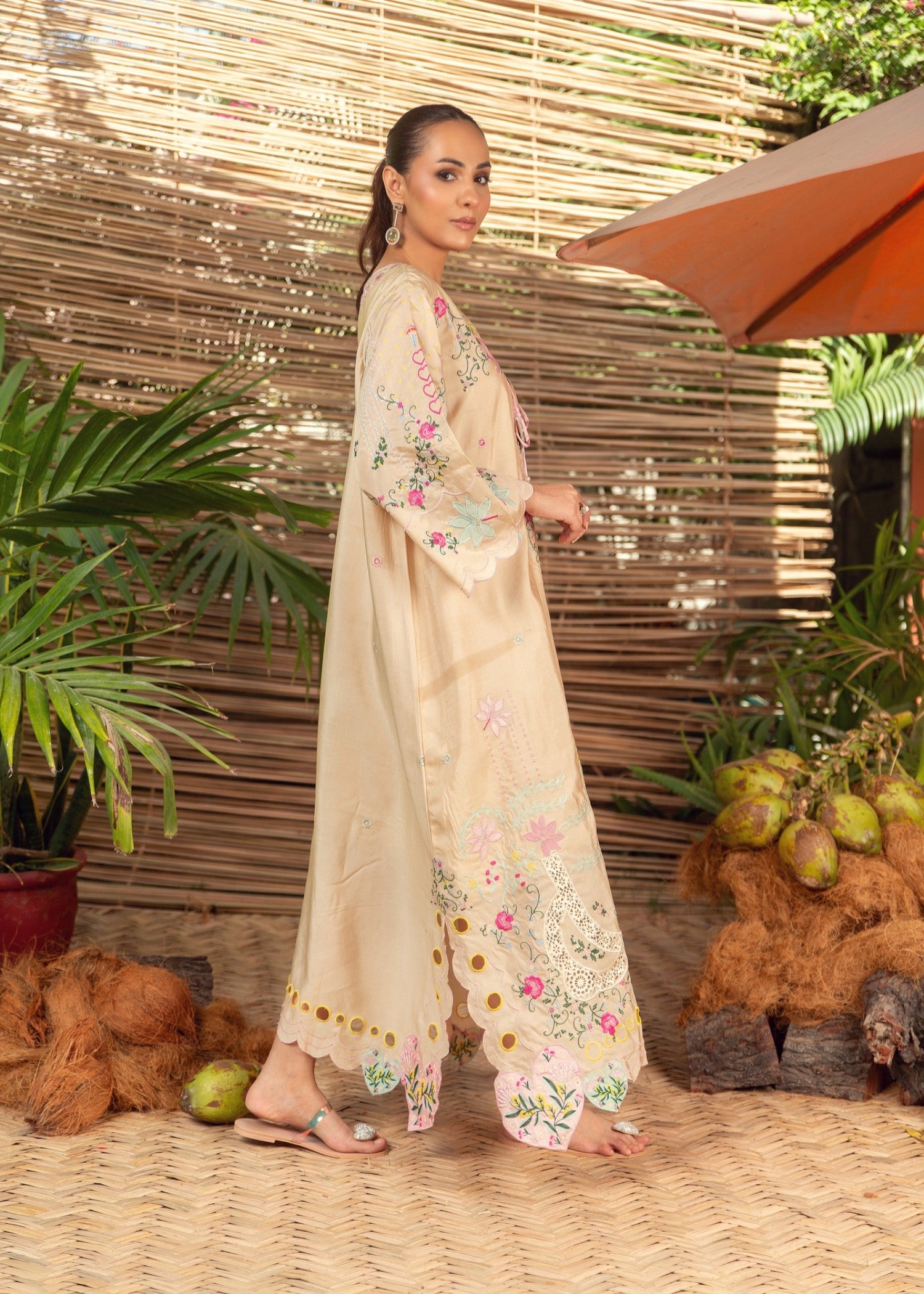 silk Kaftan in Buttercream