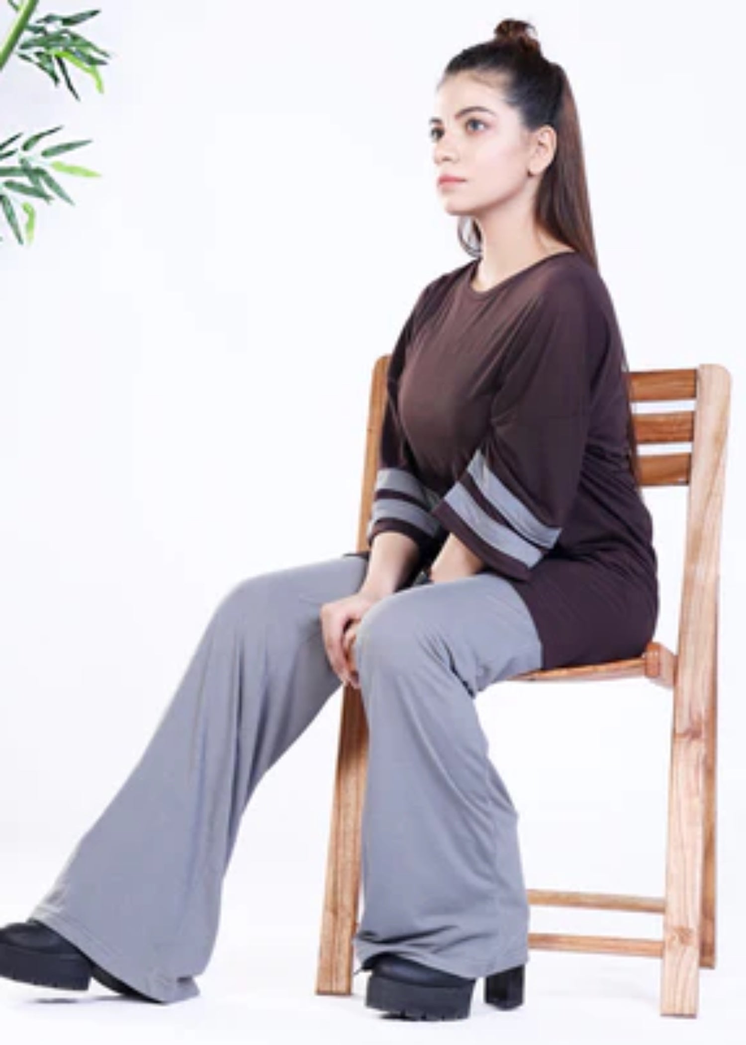 cotton jersey Co Ord Sets in Grey, walnut brown
