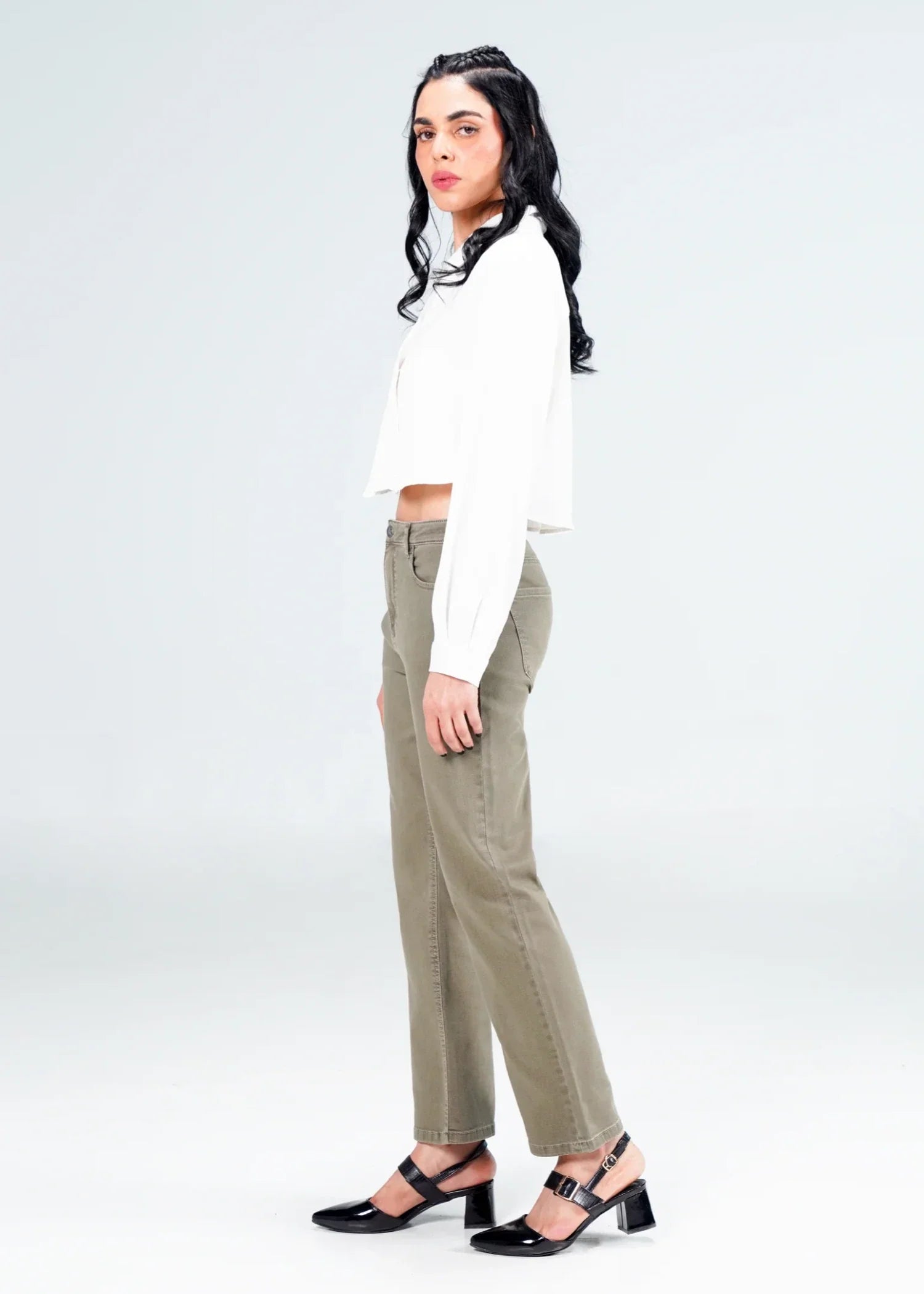 stretch denim Jeans in Sage green