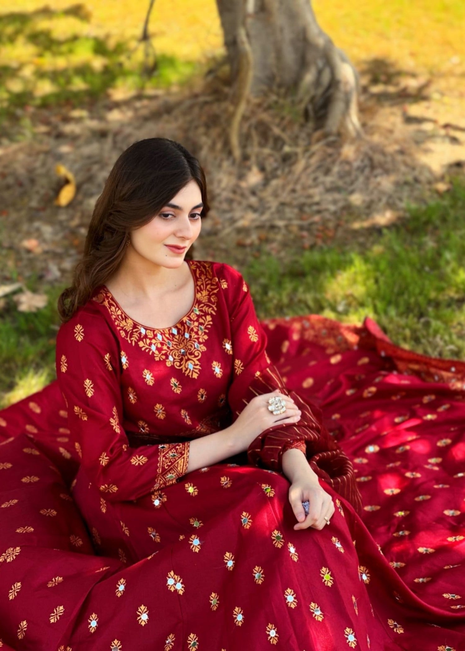 satin silk Maxi in Maroon