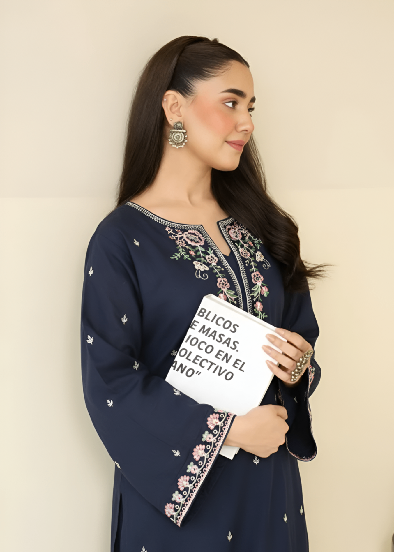 linen Kurta Set in Dark blue