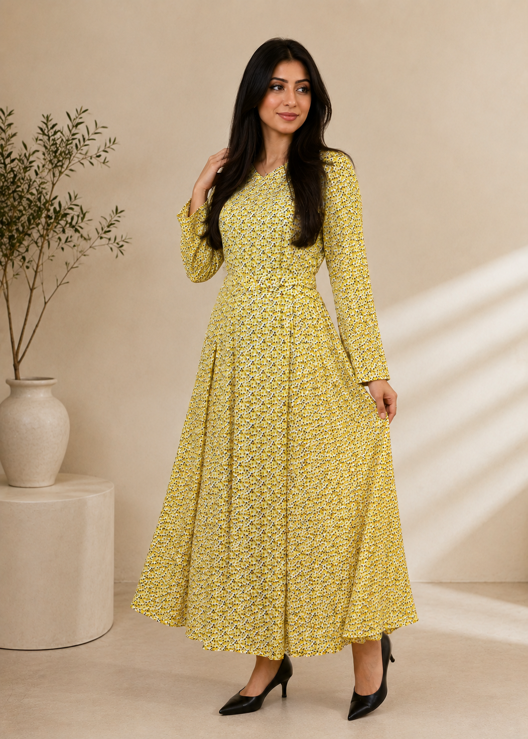 georgette Maxi in Mellow yellow
