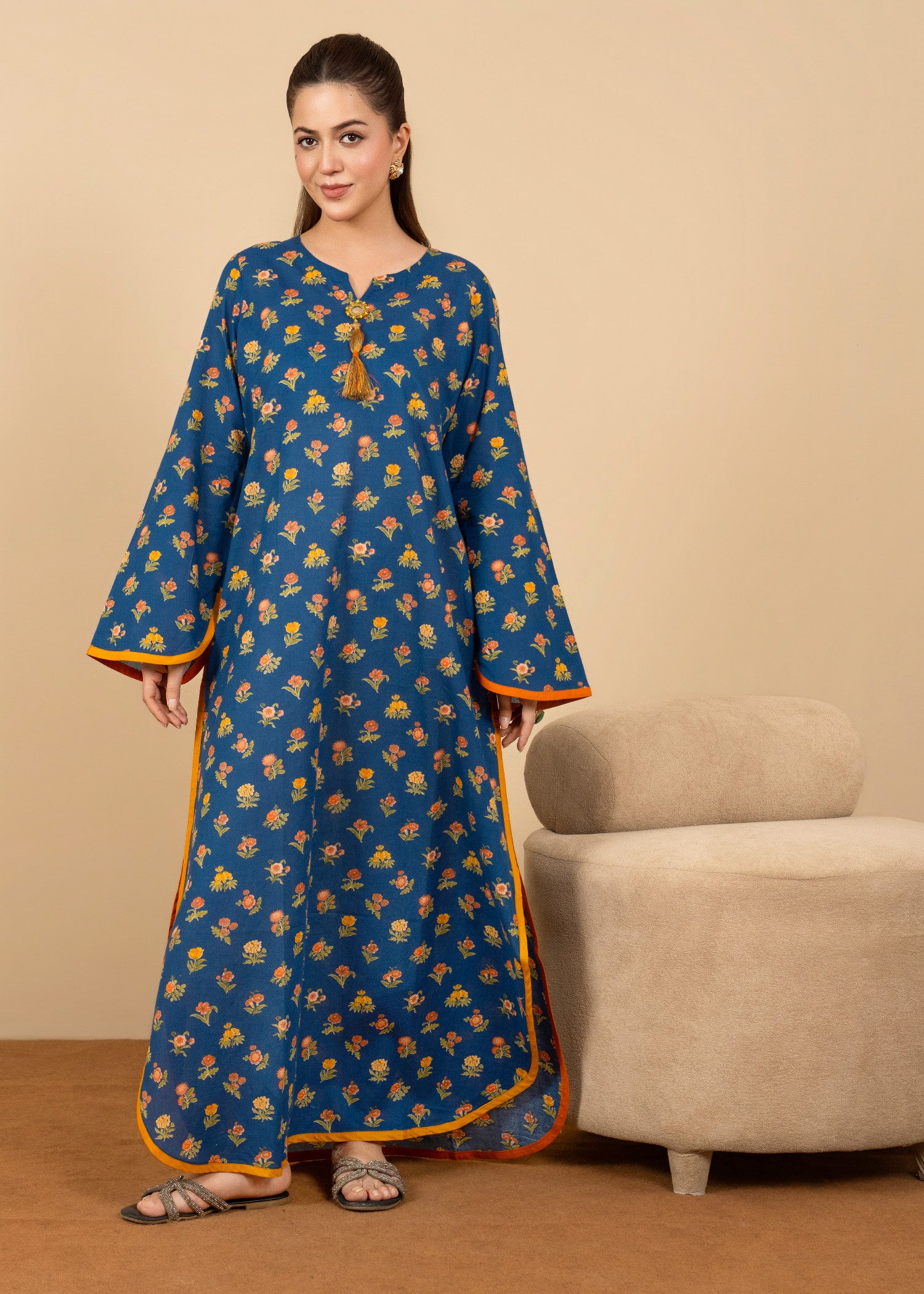 lawn Kaftan in Blue