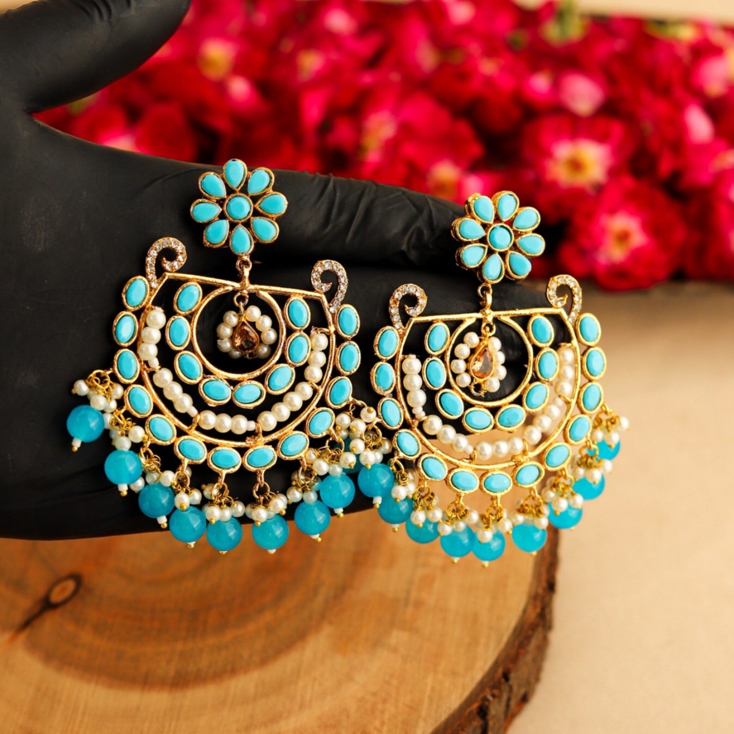 Earrings in Sky blue Color by - Trendy Women Earrings ZDE7486