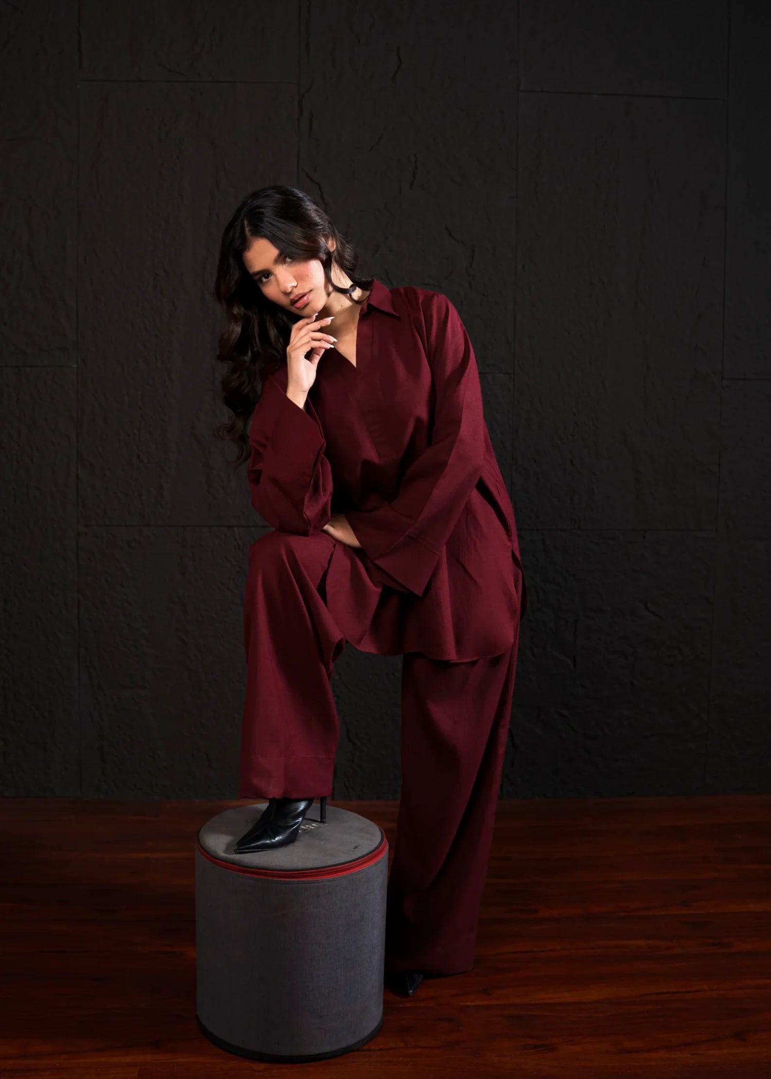 marina Co ord Sets in Burgundy