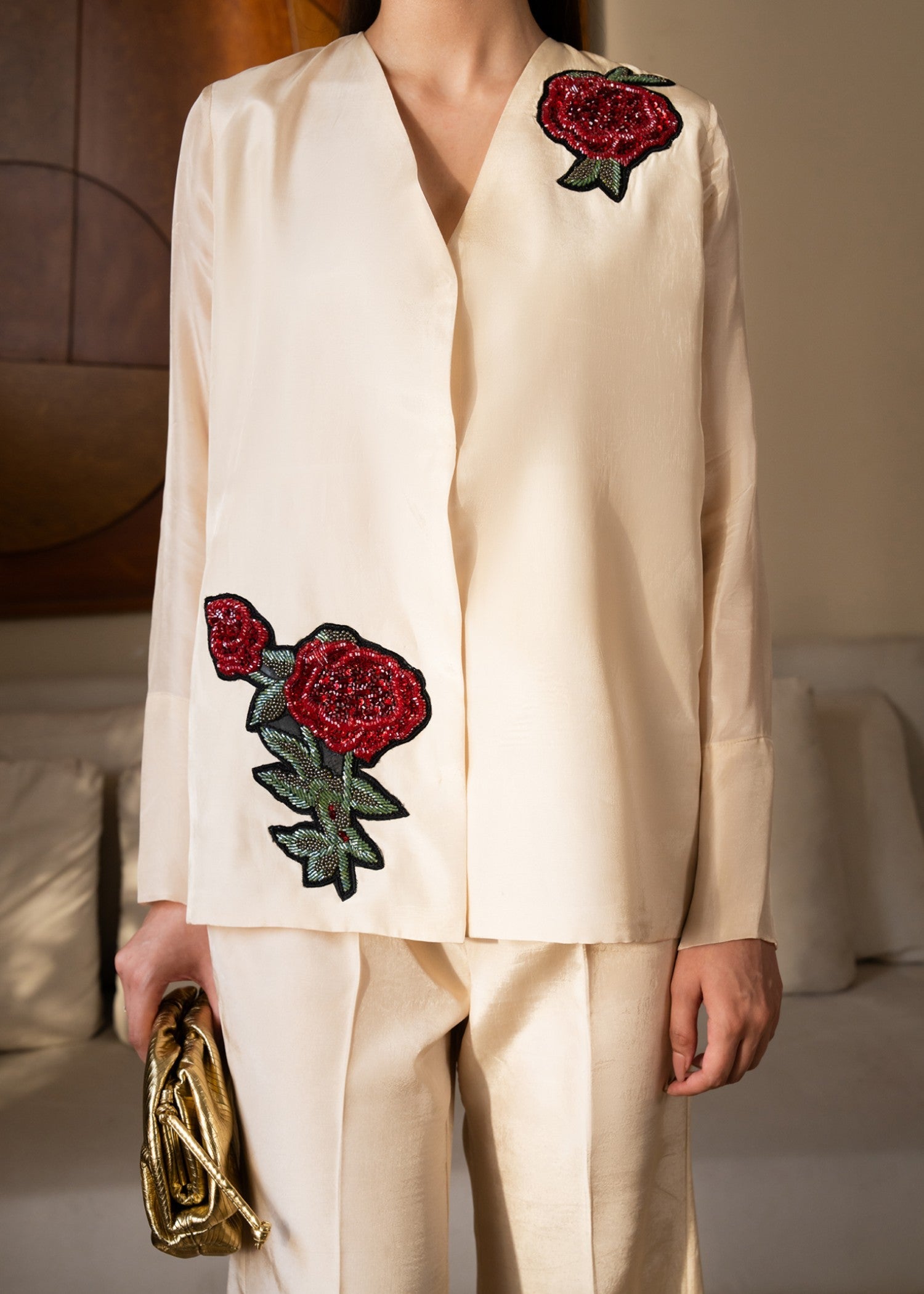 korean raw silk Co Ord Sets in Beige