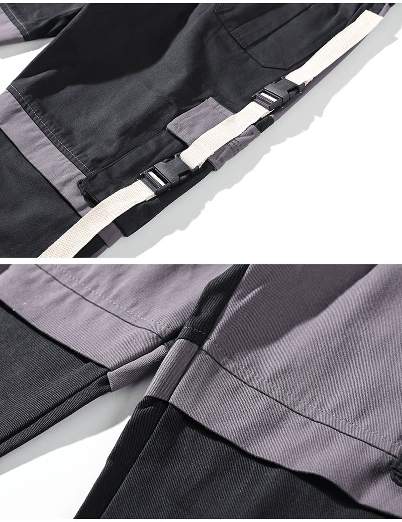 Boys' Drawstring Hip Hop Loose Stitching Contrast Color Casual Pants Overalls: Comfortable and Trendy