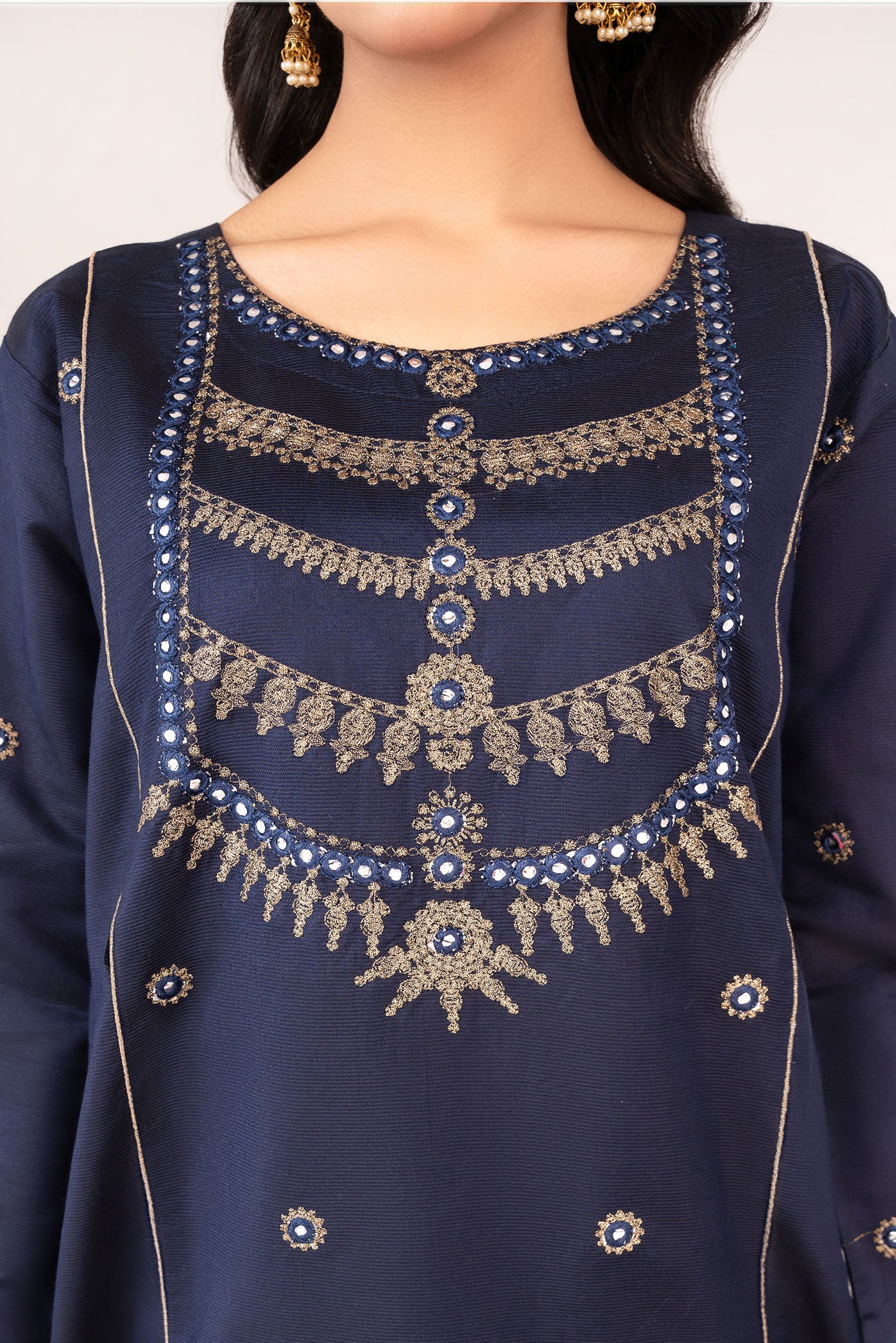 khaddi net Kurta Set in Blue
