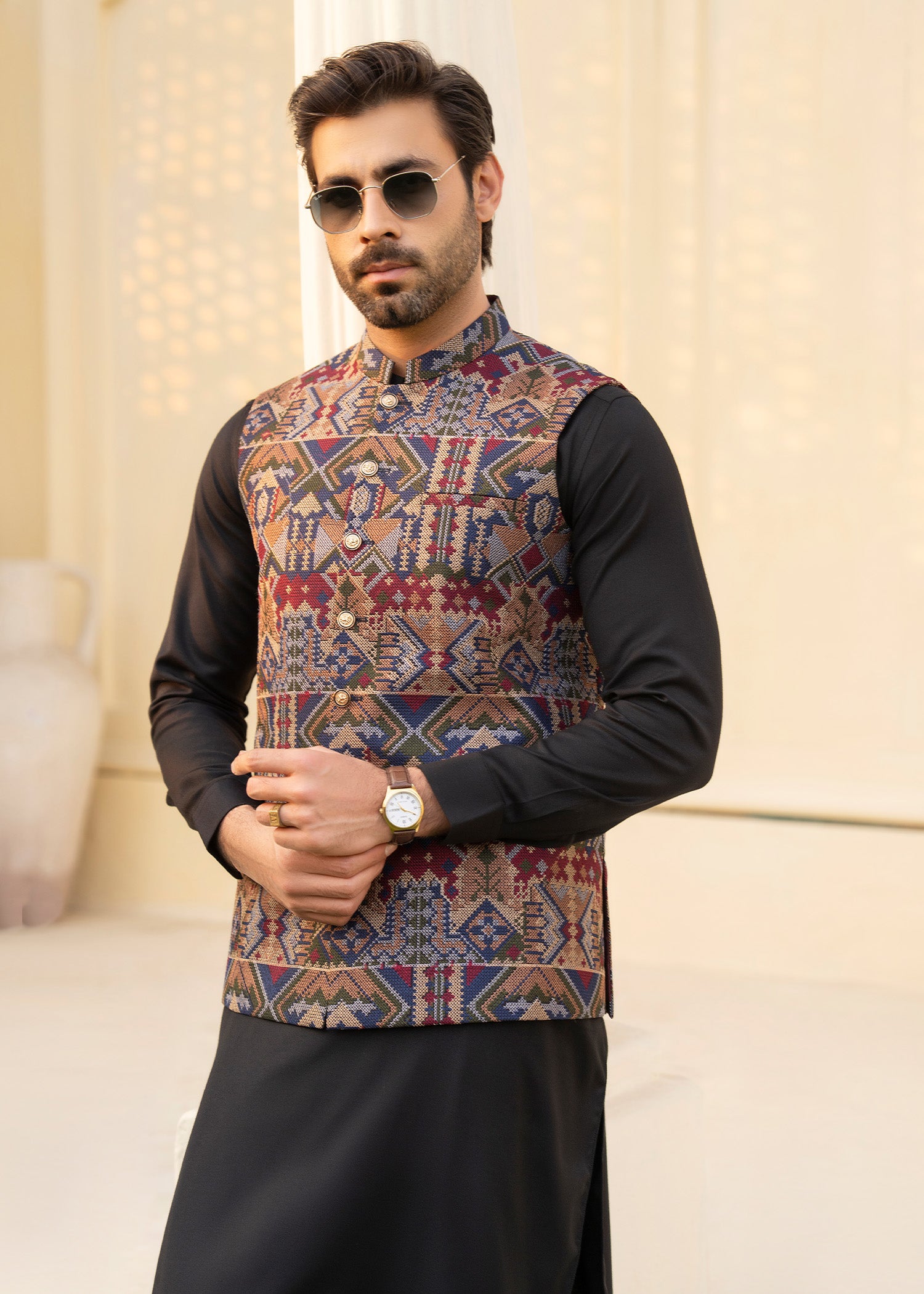 blended kattan silk Waistcoat in Multi