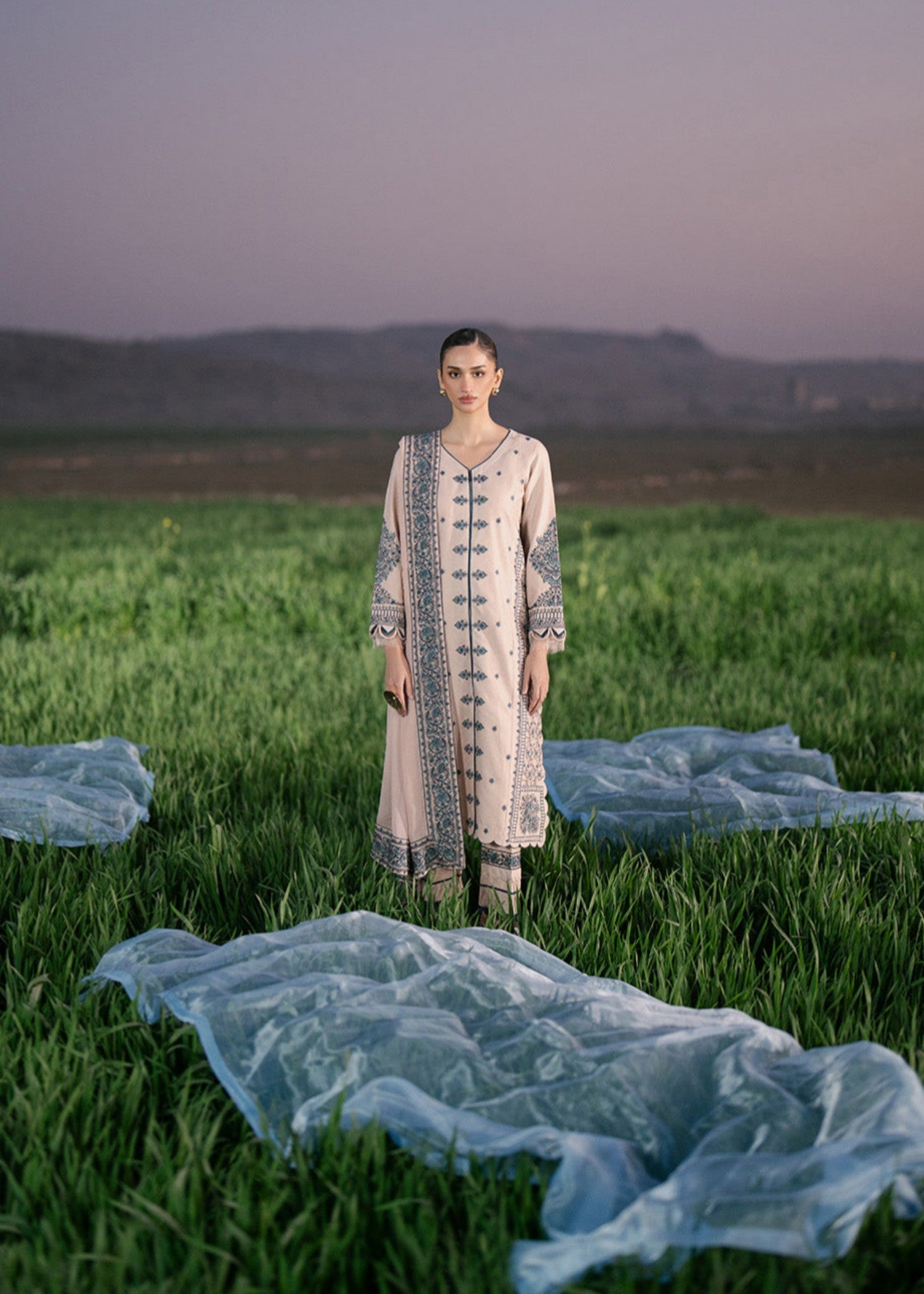 lawn Kurta Set in Seashell