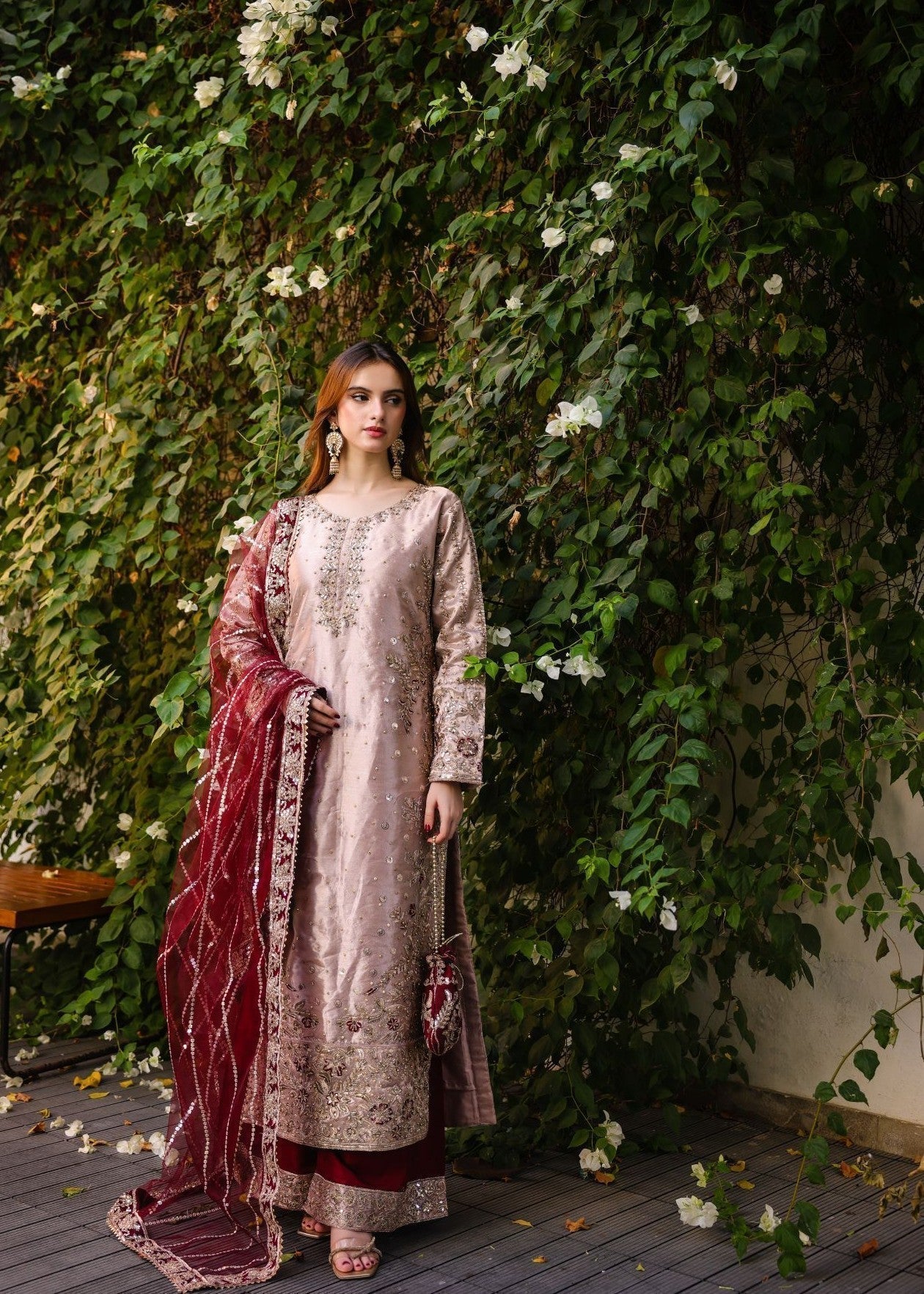 poly masoori Kurta Set in Lavender pink