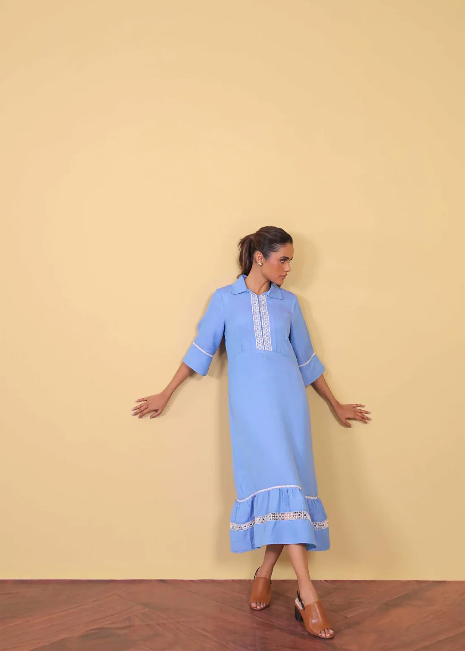 polyester Dress in Sky blue