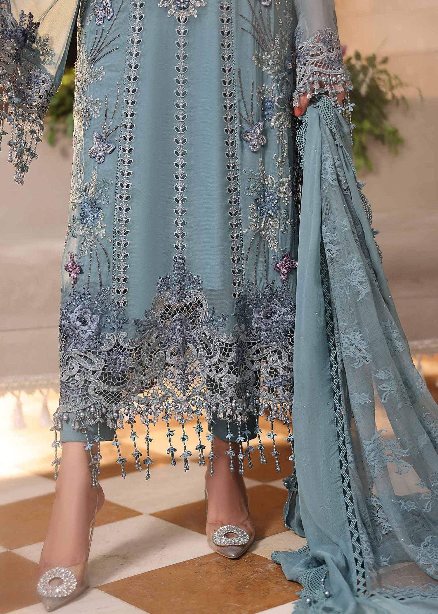 chiffon Unstitched in Light blue