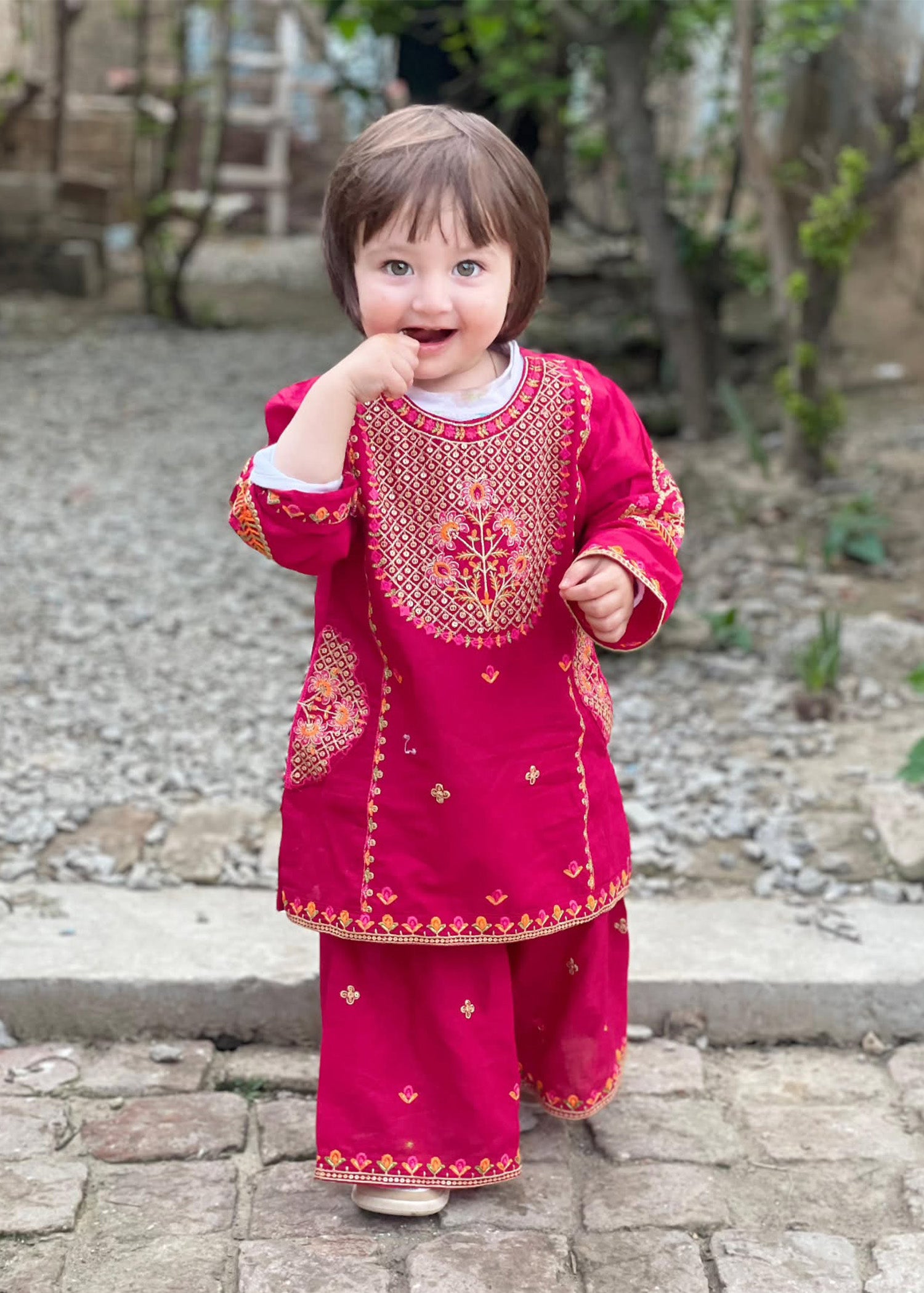 lawn Gharara in Pink