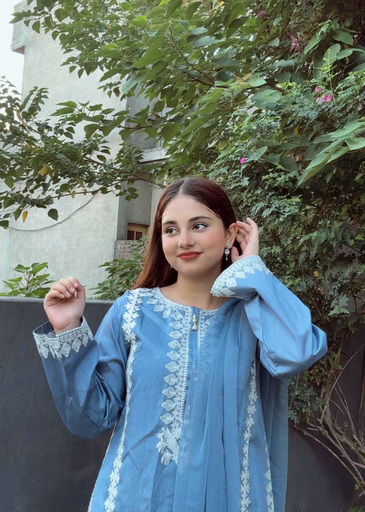 raw silk Kurta Set in Sky blue