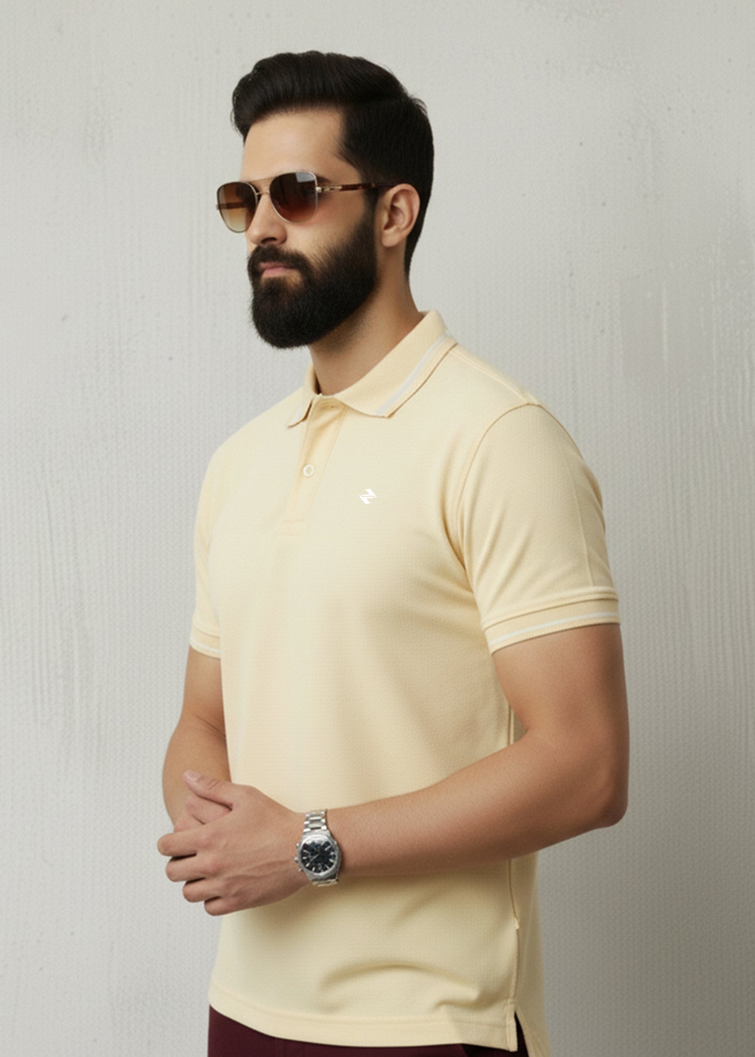 cambric cotton Polo Shirt in Yellow