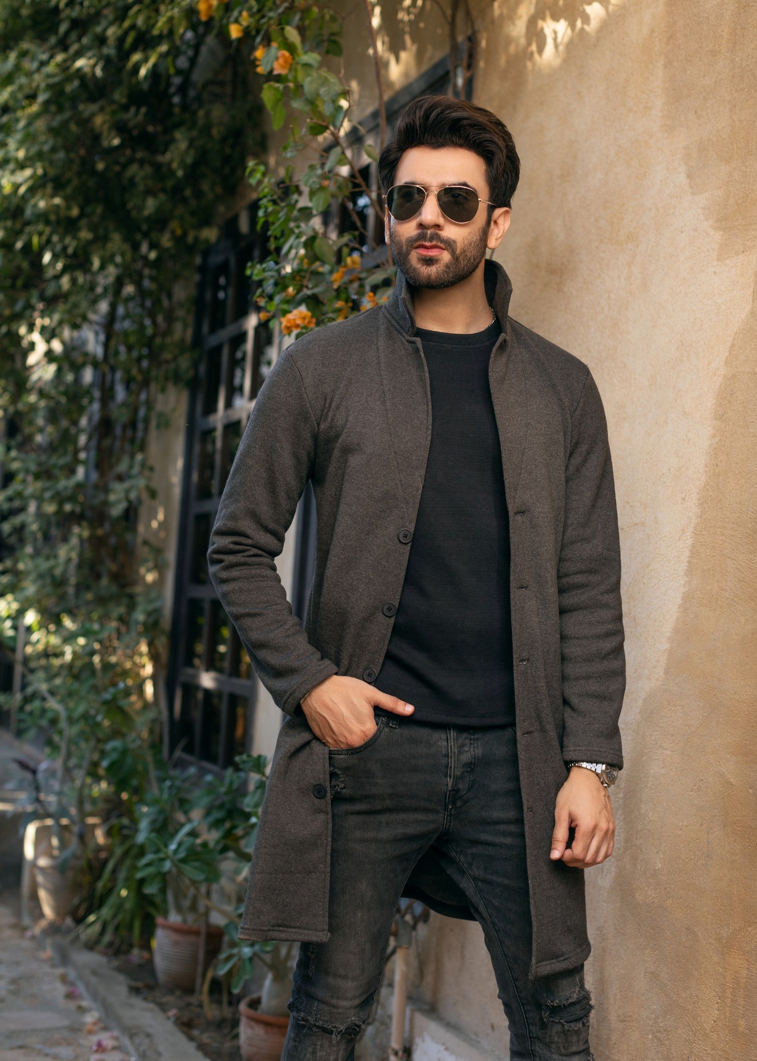 fleece Coat in Charcoal
