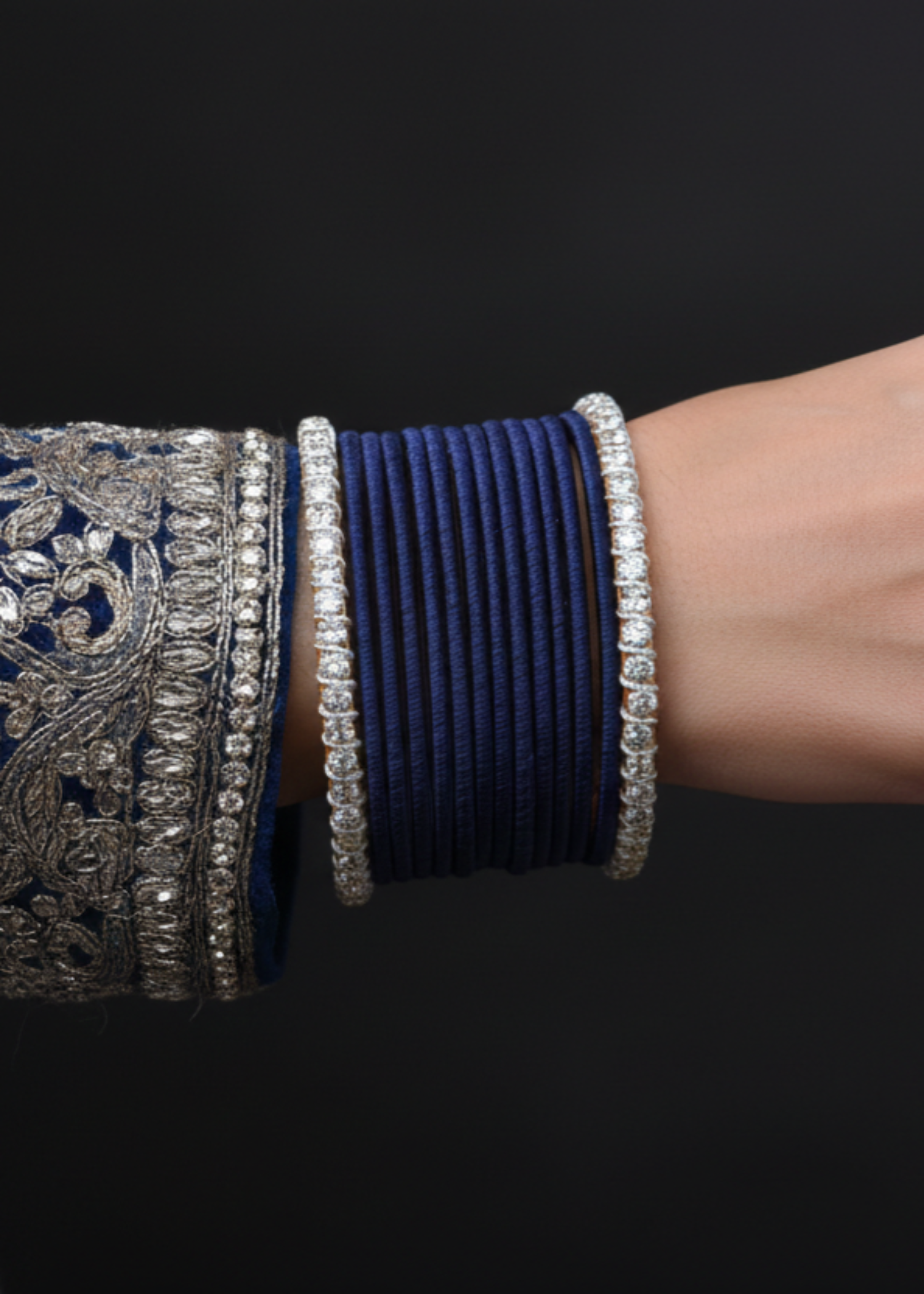 Bangles in Dark blue, pearl white Color by - Trendy Women Bangles RWS1796