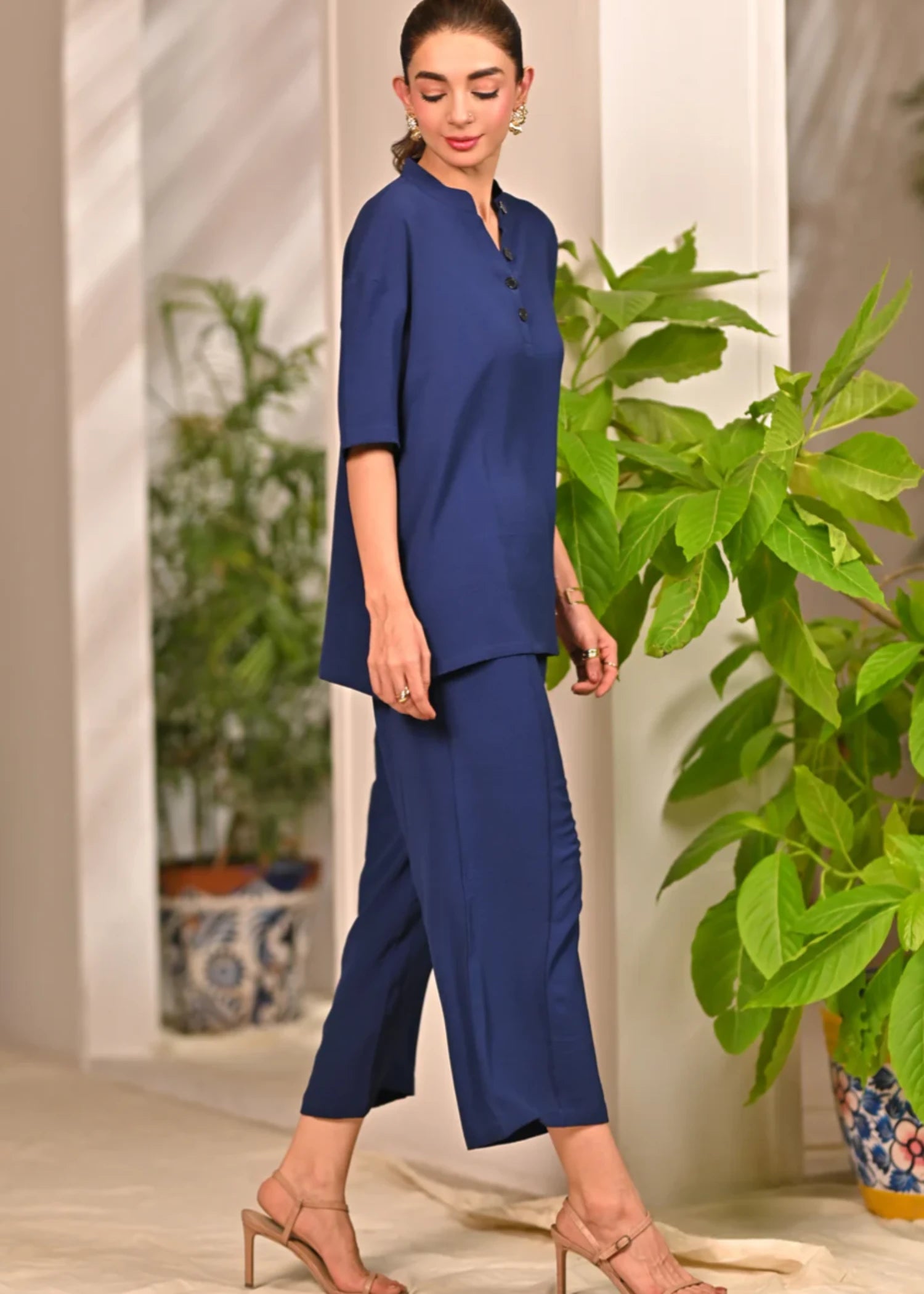 crepe Co ord Sets in Navy blue