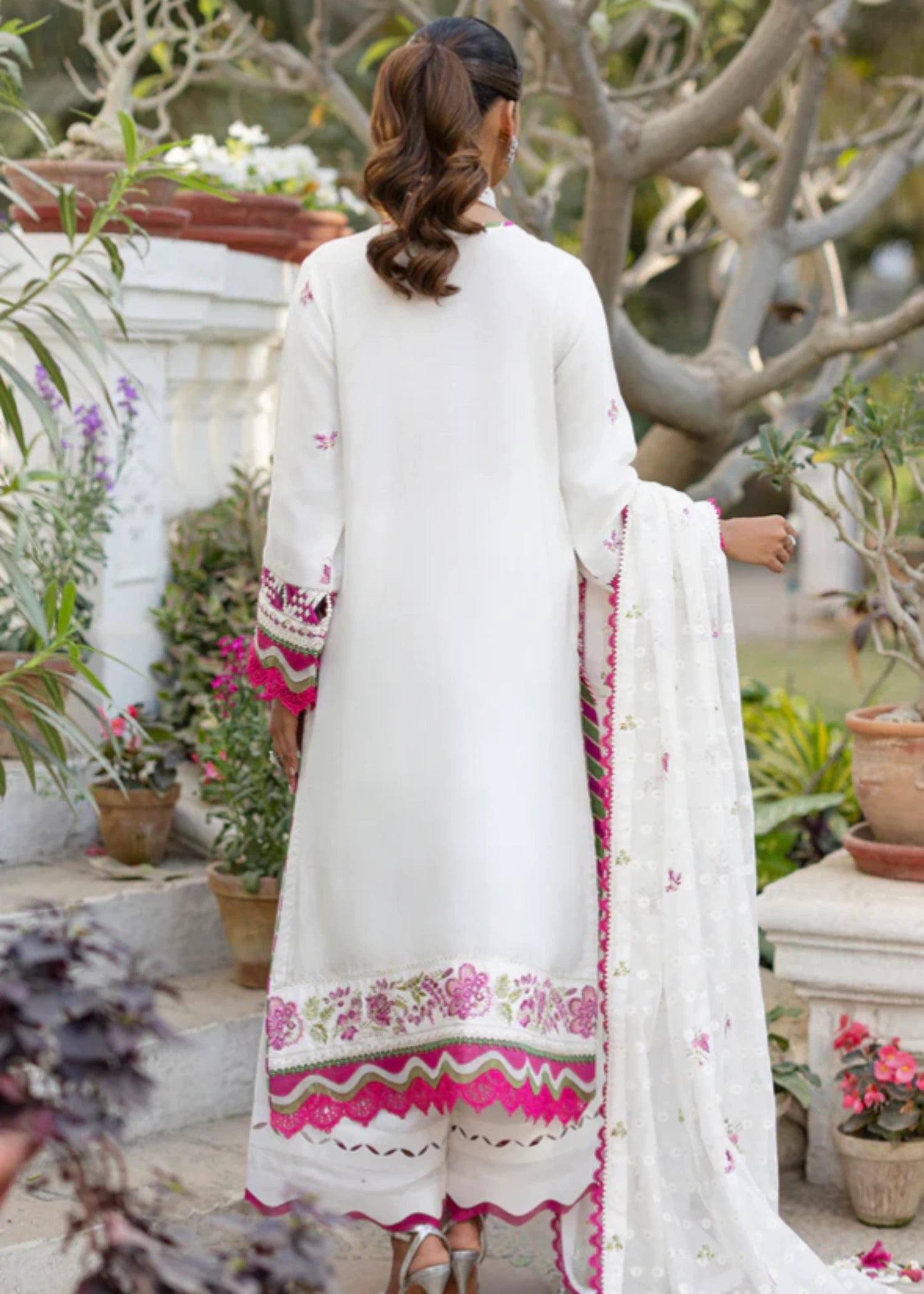 raw silk Unstitched in White
