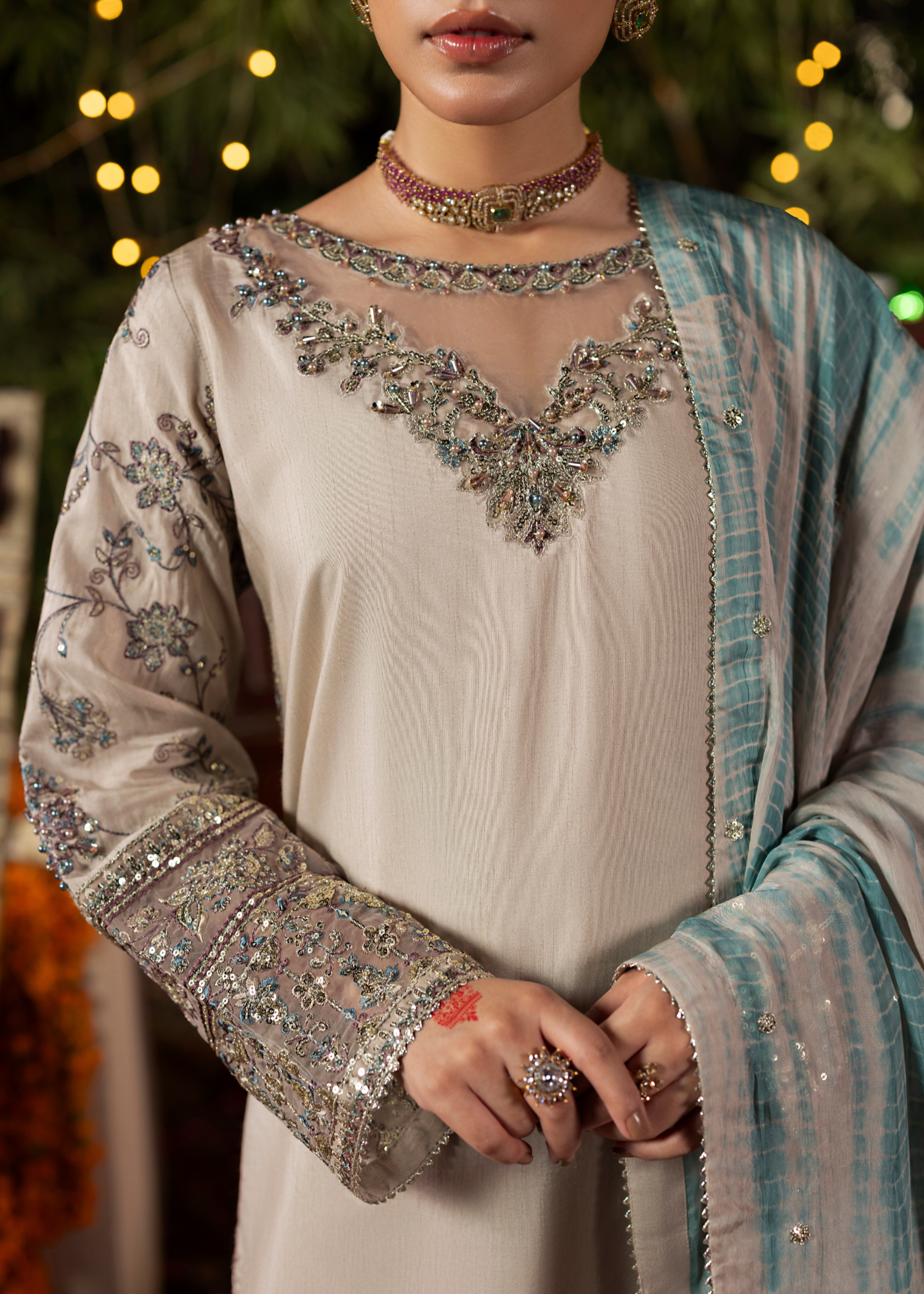 raw silk Kurta Set in Grey