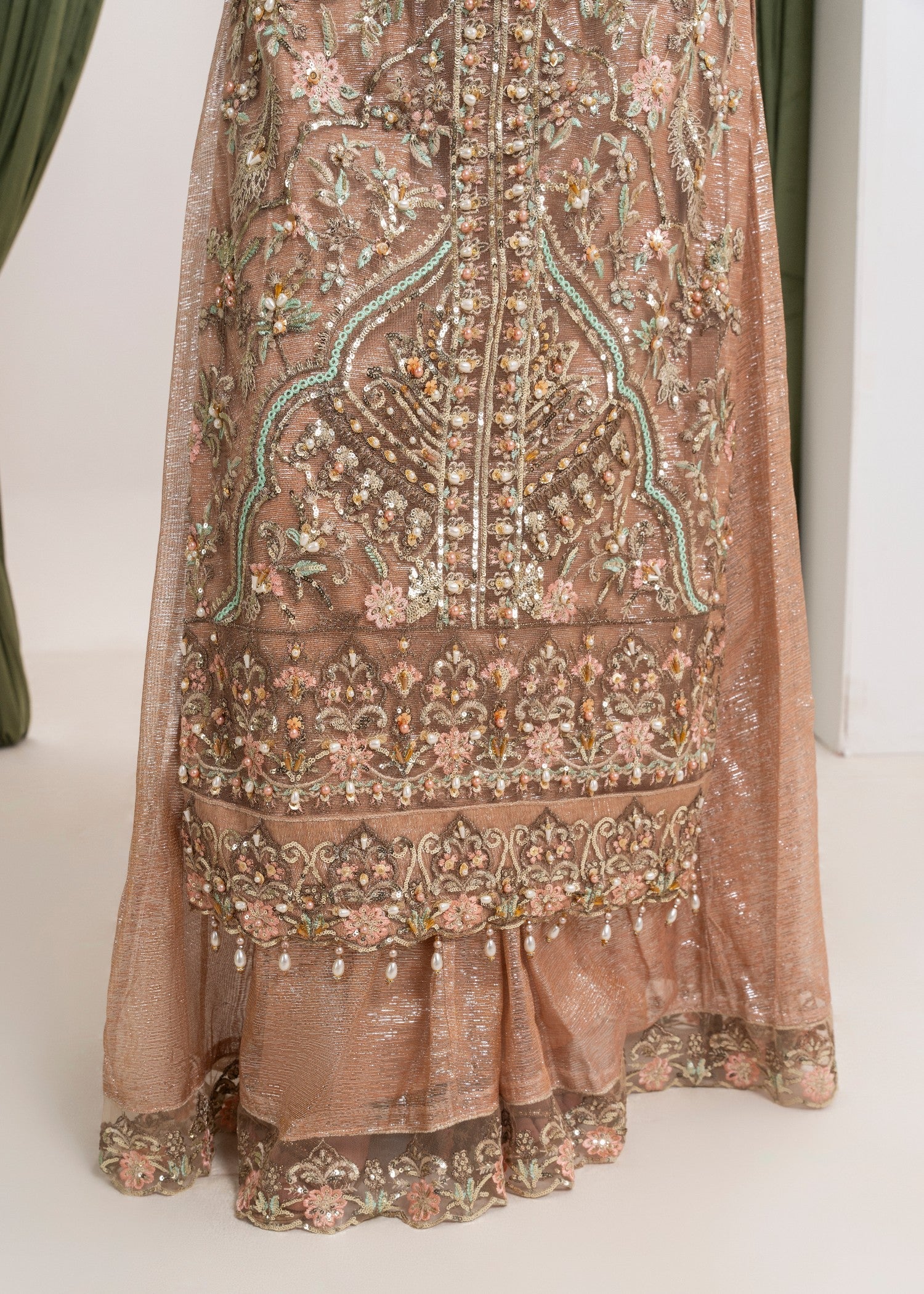 net Kurta Set in Copper